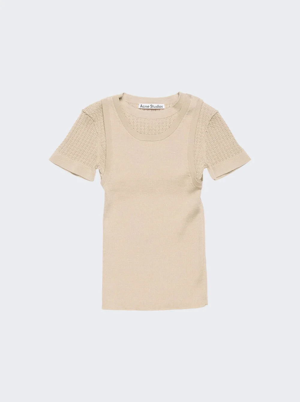 Layered Knit Top Aek Beige - 1
