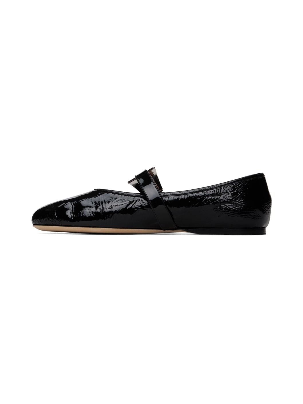 Black Sveva Buckle Ballerina Flats - 3
