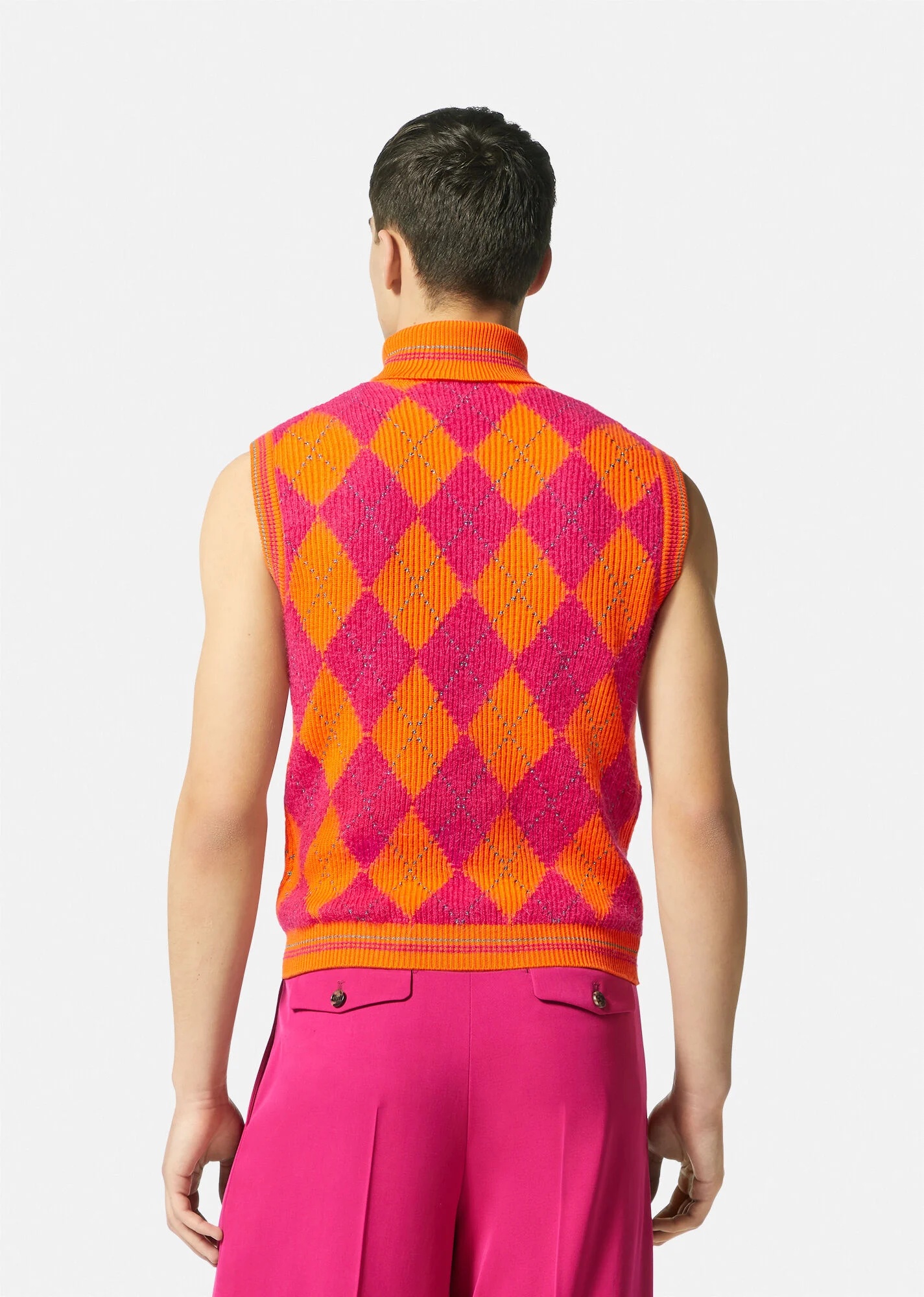 Argyle Knitted Sweater Vest - 4