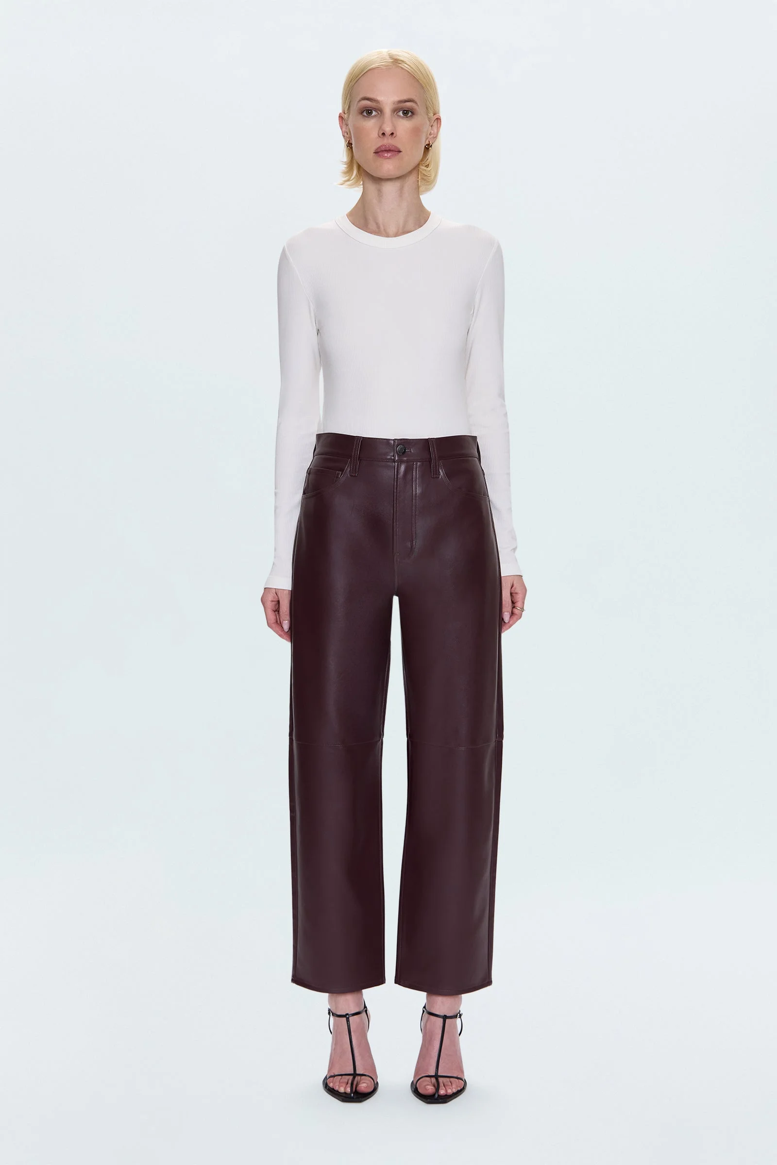 JETT HIGH RISE BOWED STRAIGHT PANT - CABERNET - 1
