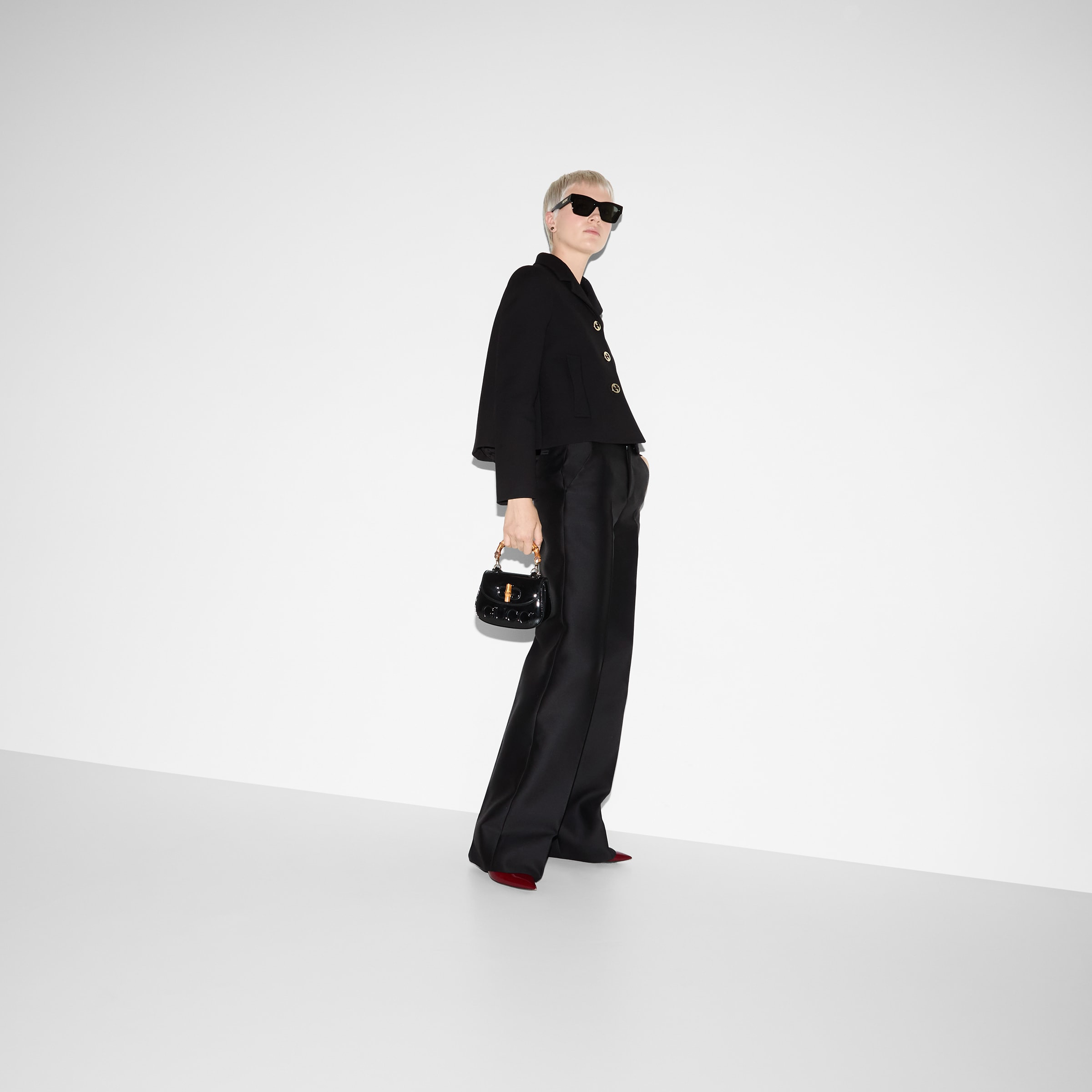 Embroidered wool silk gabardine pant - 6