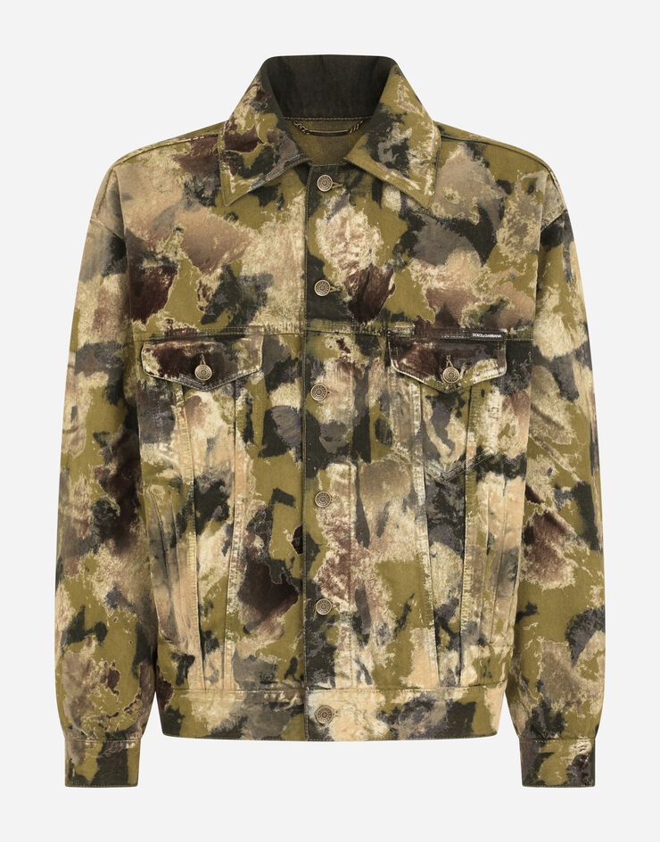 Flocked camouflage-print denim jacket - 3