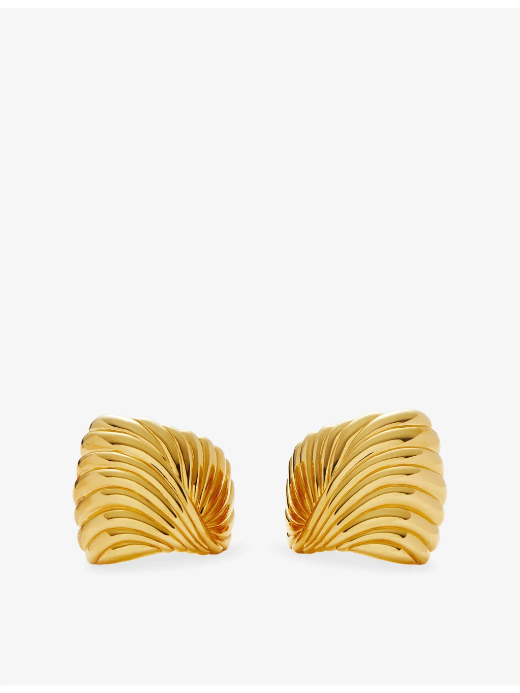 Ripple Oversized 18ct Gold-Plated Brass Stud Earrings - 1