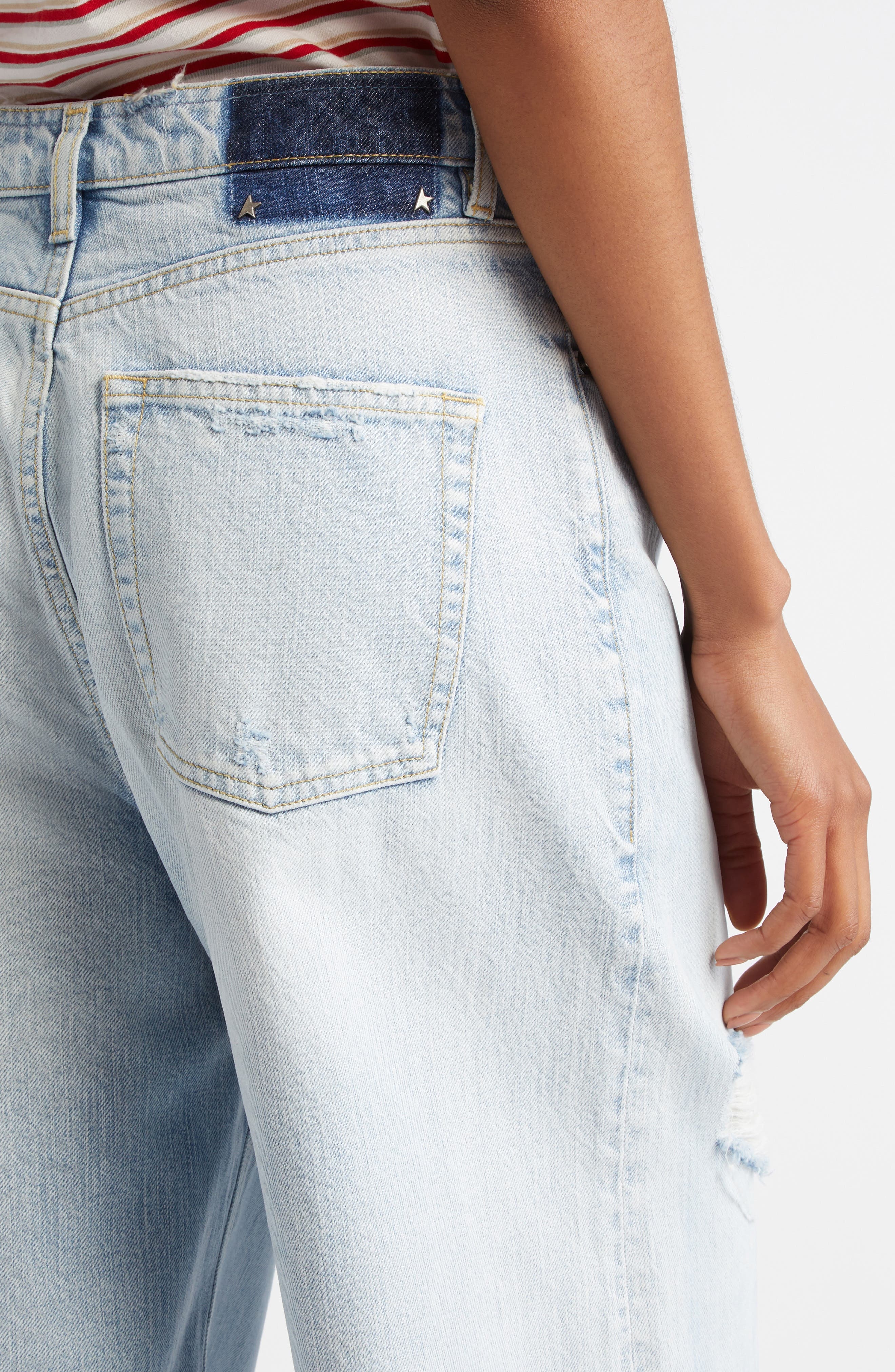Golden Goose Melody Distressed Raw Hem Wide Leg Jeans in Cloud Blue at Nordstrom - 5