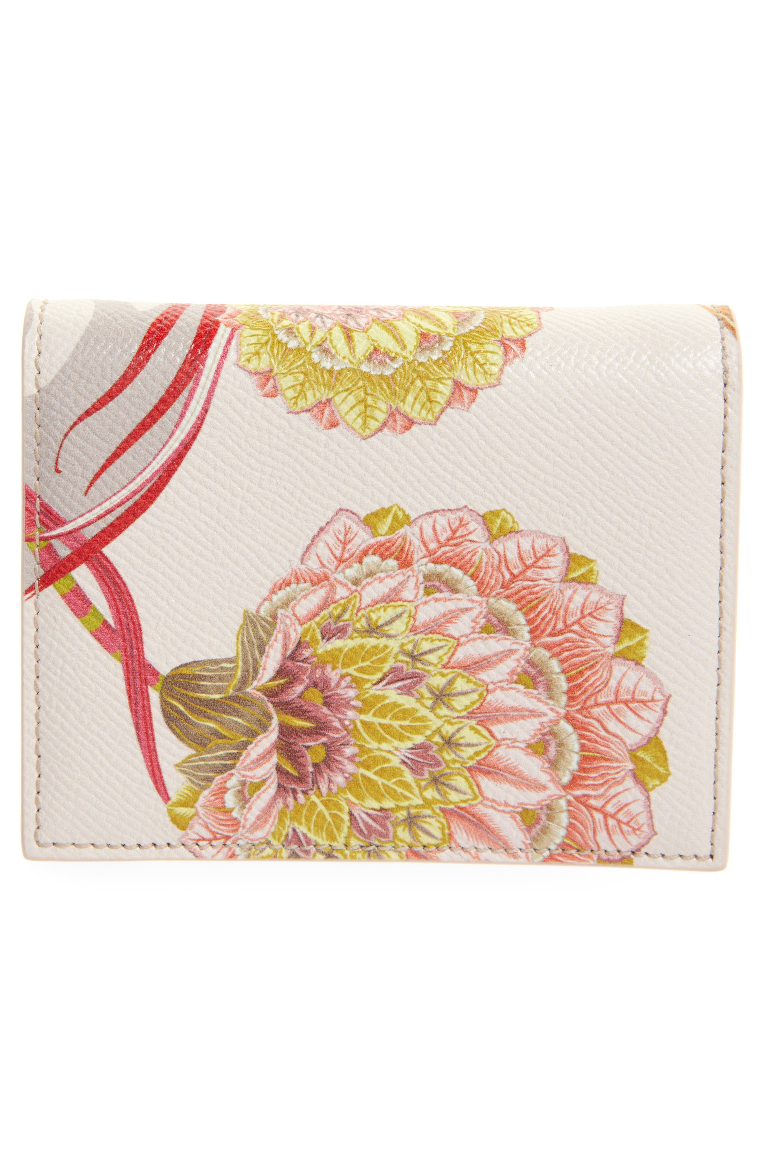 FERRAGAMO Gancini Fly Print Leather French Wallet in Optic White/Macaron/Ballet at Nordstrom - 4