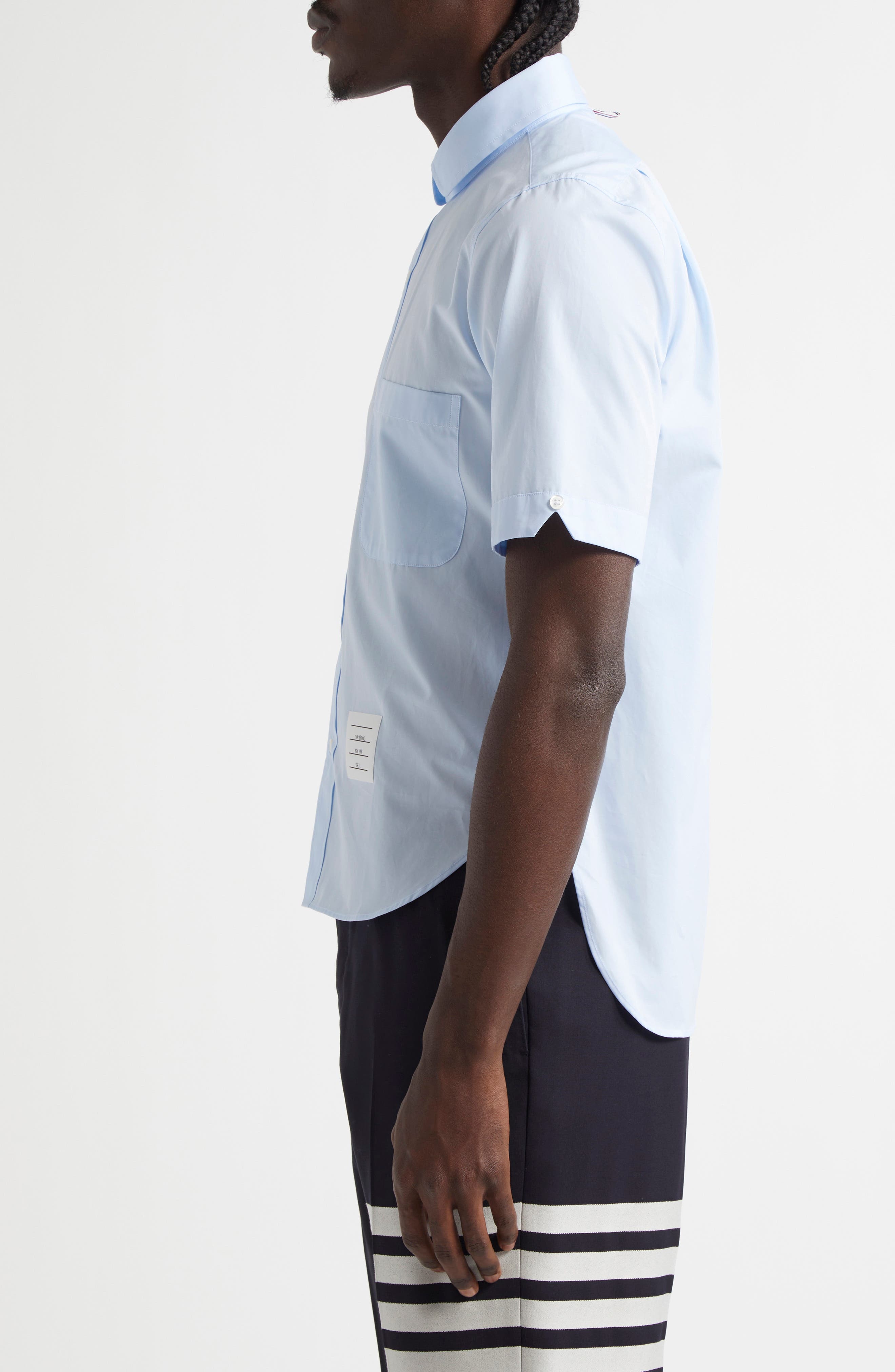 Thom Browne Straight Fit Cotton Poplin Button-Up Shirt in Light Blue at Nordstrom - 3