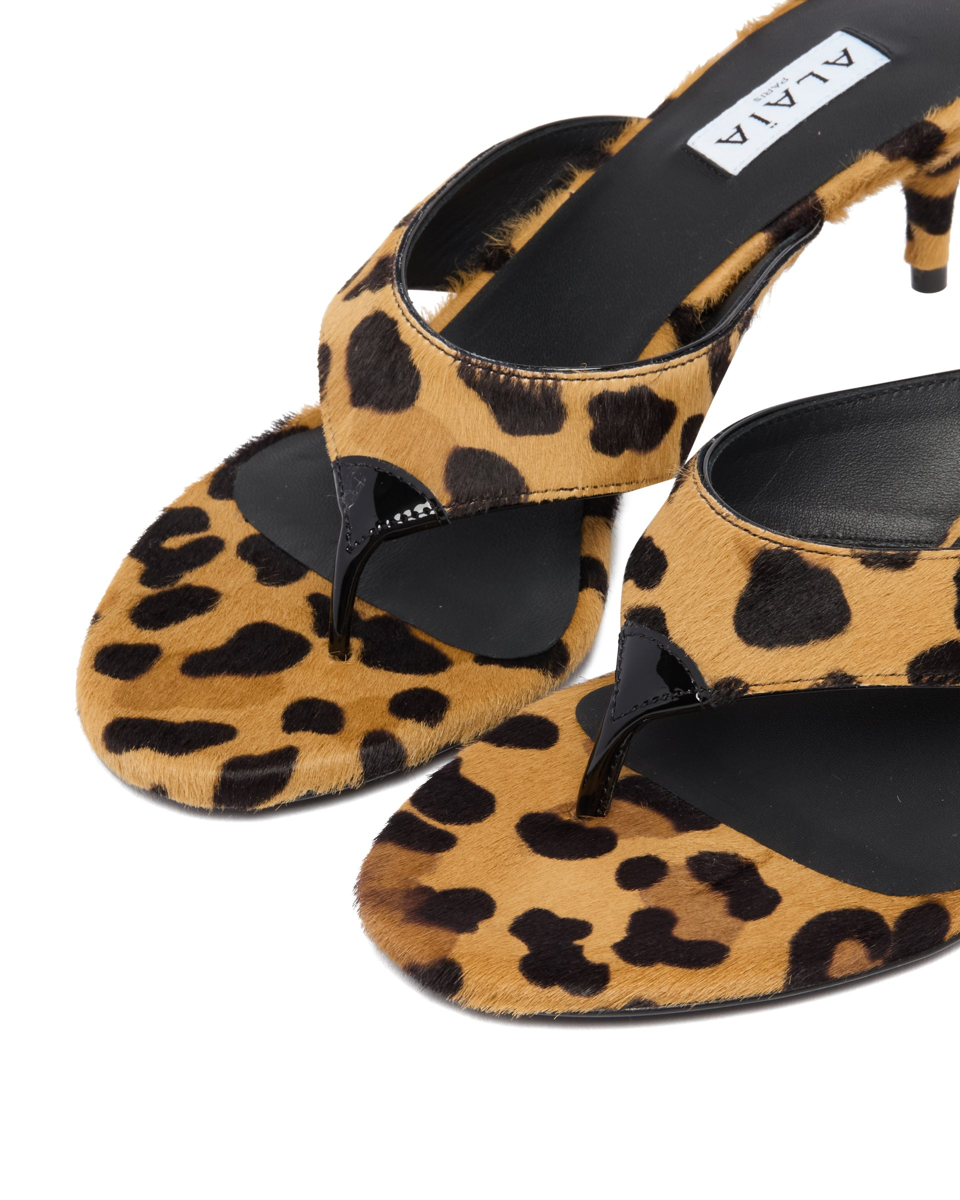Animalier Heeled Thong Mules - 6