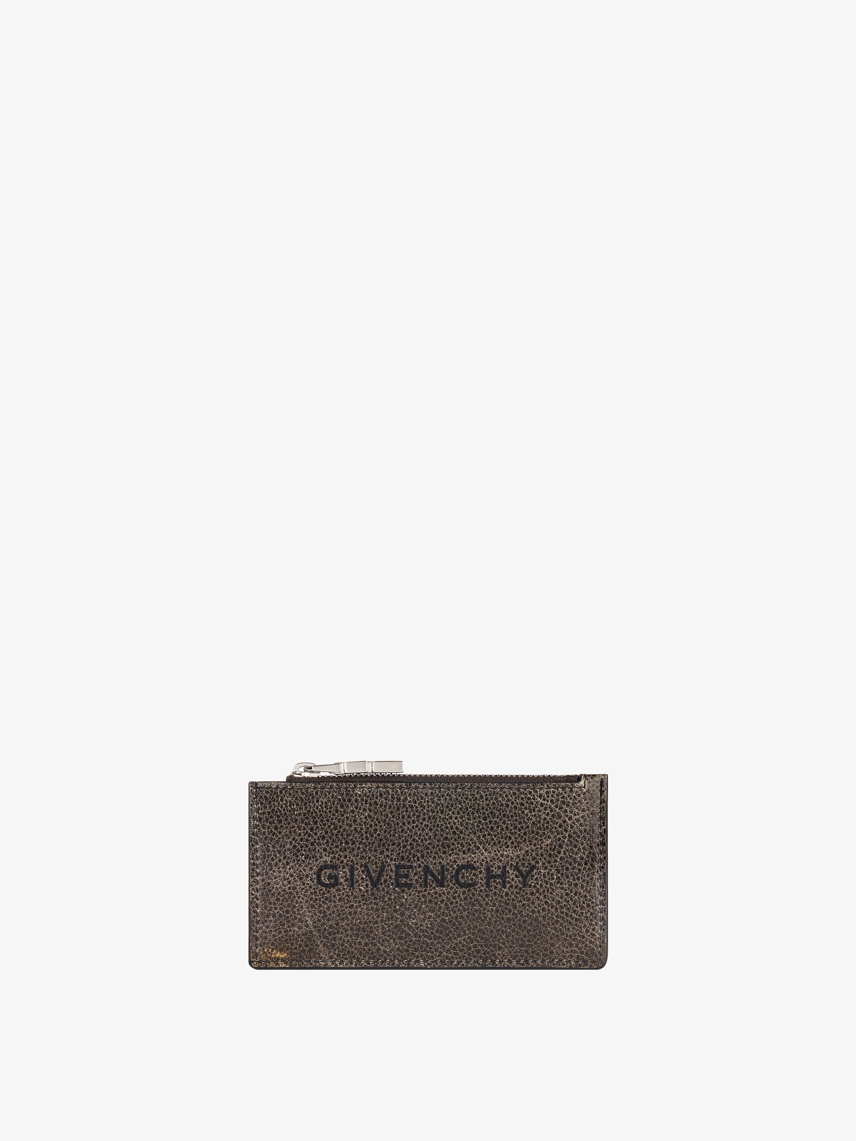 ZIPPED CARD HOLDER IN CRACKLED LEATHER - 1