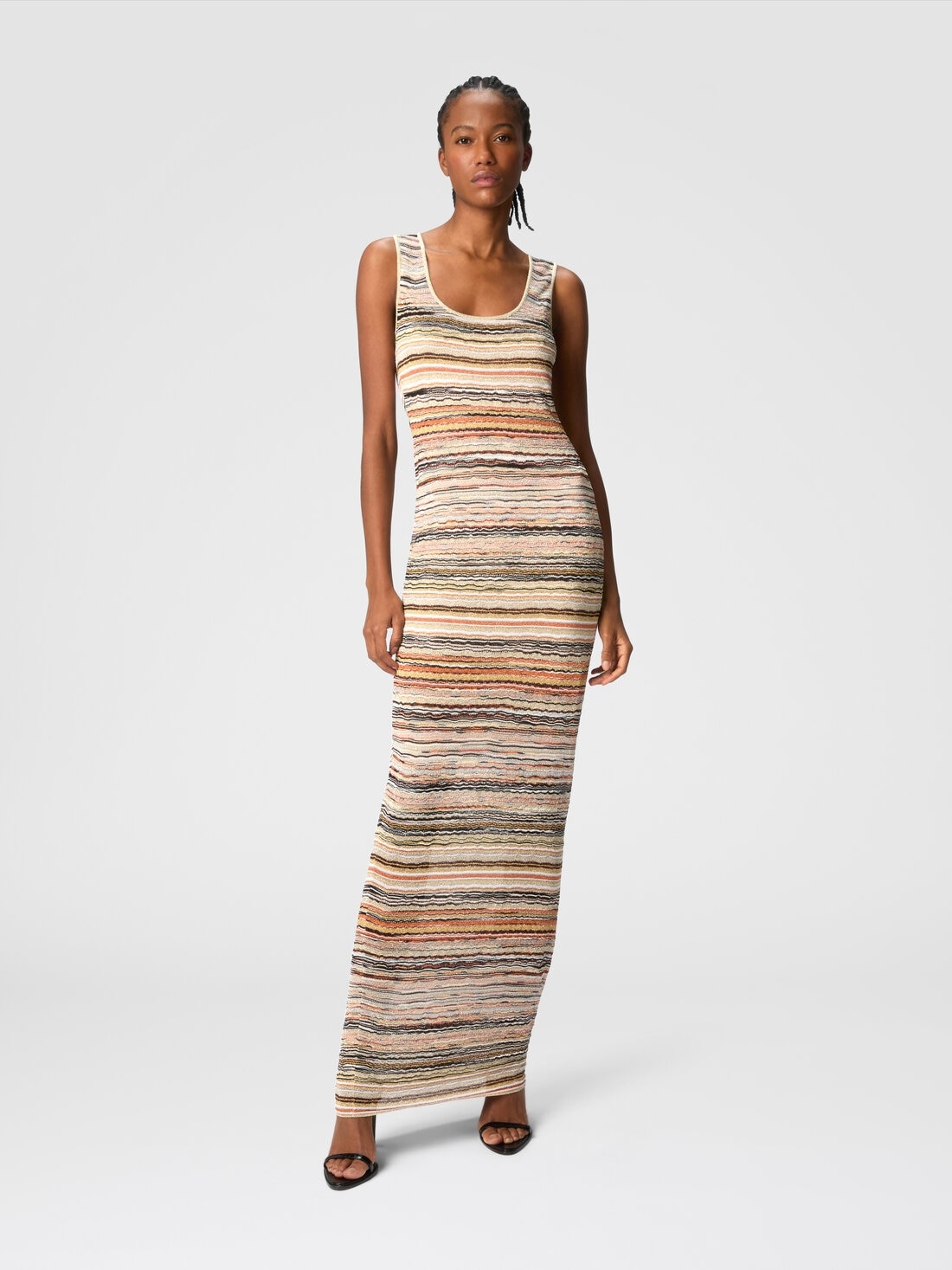 Long dress in lamé viscose with wave motif - 2