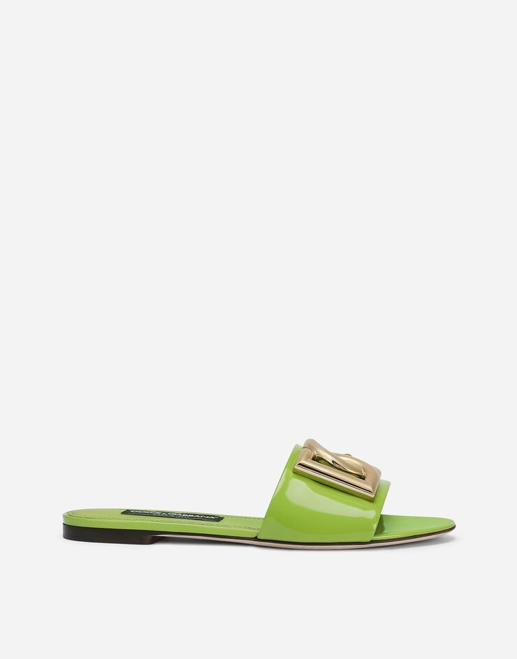 Polished calfskin sliders with DG logo - 1