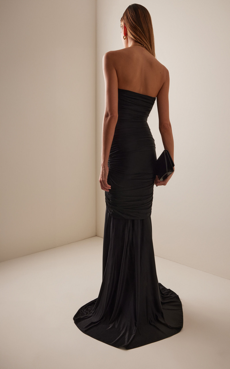 Embellished Long Draped Bustier Dress black 4