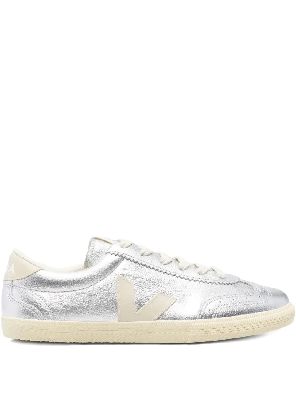 Volley metallic leather lace-up sneakers - 1