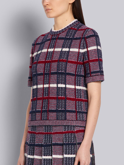 Thom Browne Tricolor Shetland Merino Wool Check Jacquard Inlay Short Sleeve Tee outlook