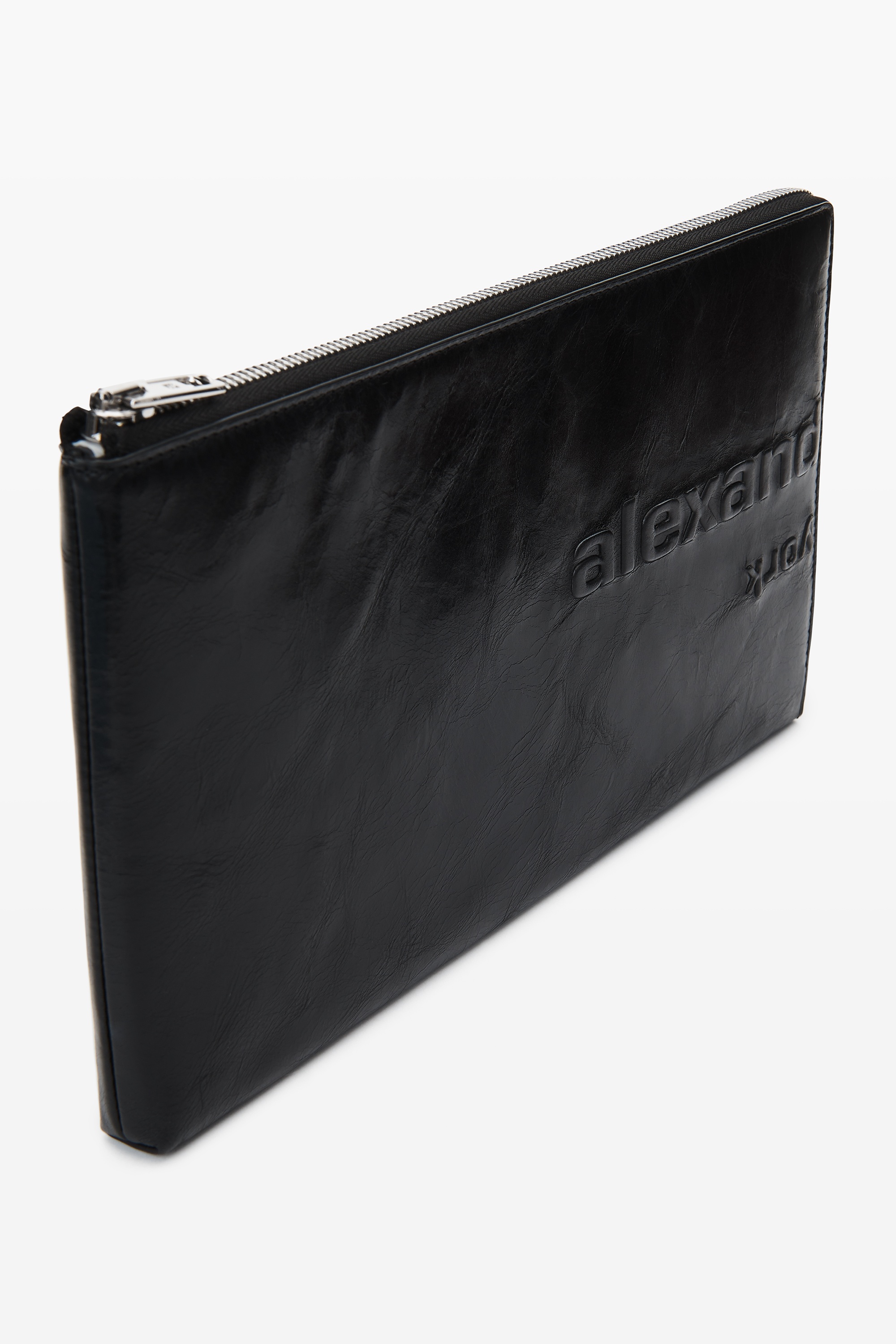 zip pouch in crackle patent leather - 2
