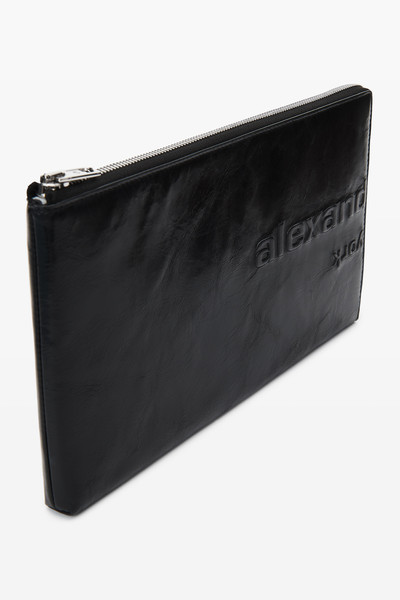 Alexander Wang punch zip pouch in crackle patent leather outlook