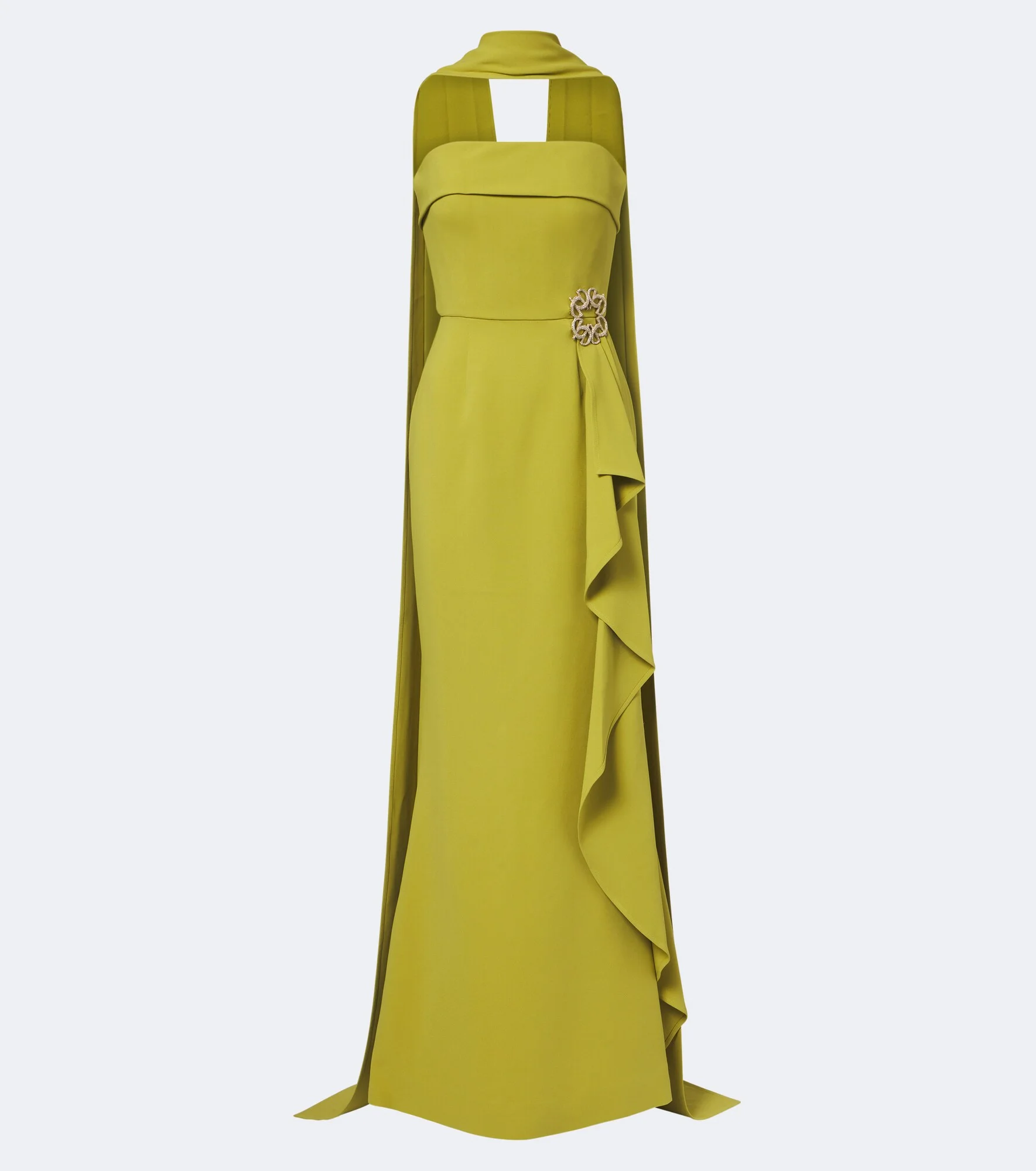 Scarf-detail embellished draped cady gown - 1