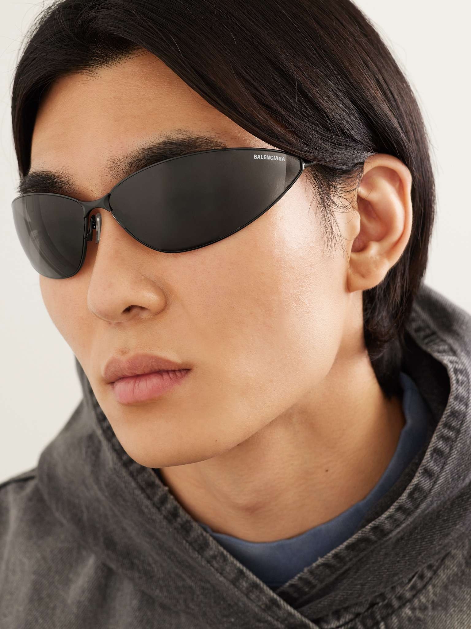 BALENCIAGA Black Razor Cat Sunglasses | ssense | REVERSIBLE