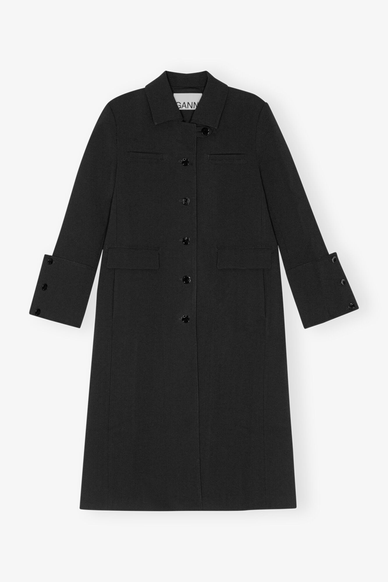 BLACK BONDED CREPE COAT - 1