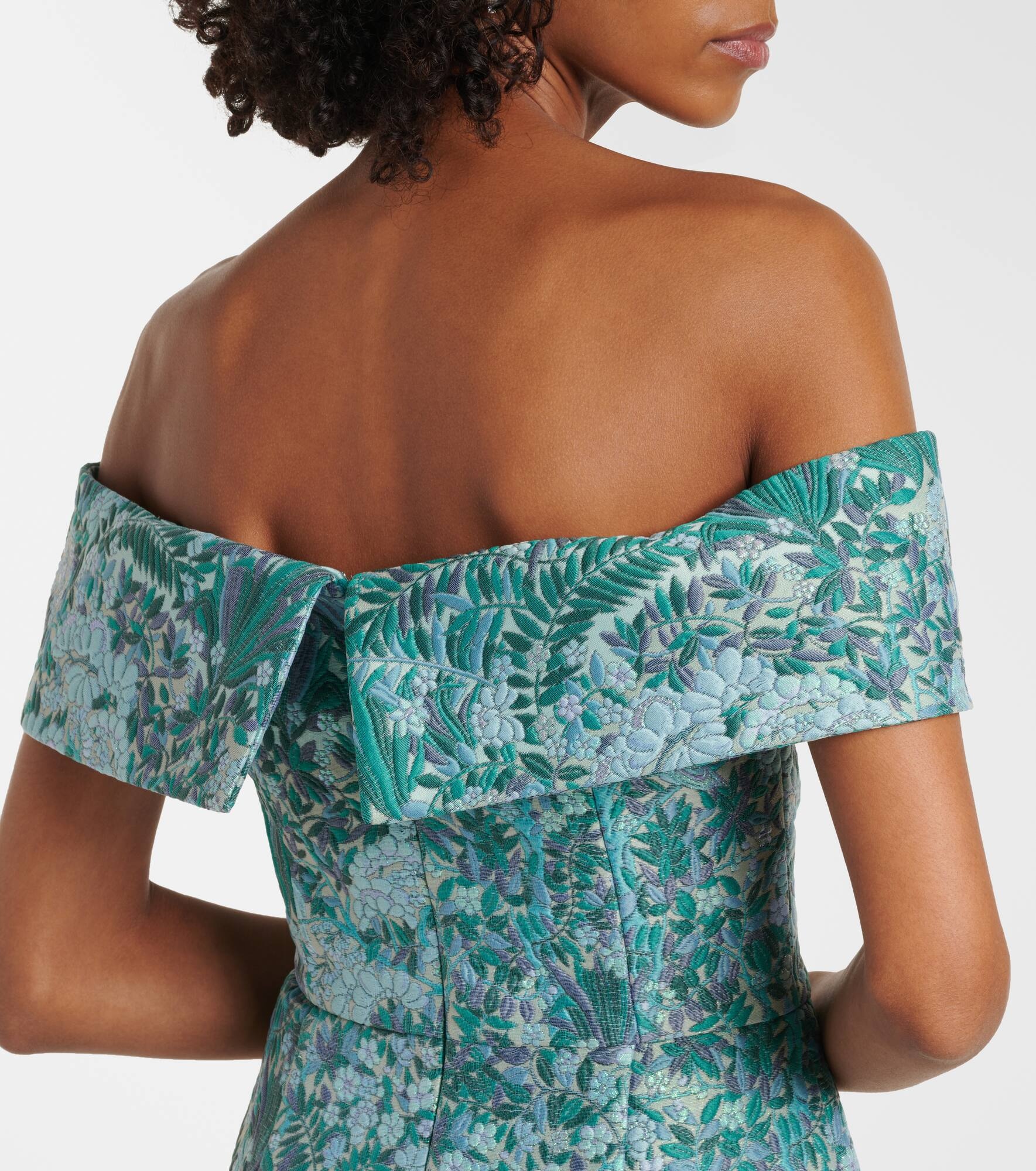 Clover floral off-shoulder brocade gown - 6