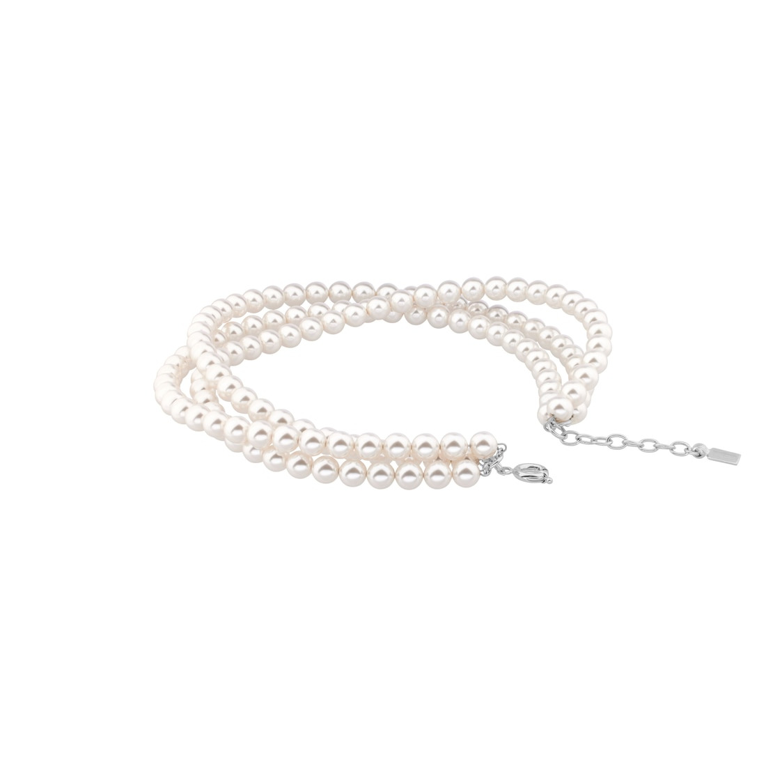 Women's Pearl 3-row Choker in Shiny Silver/white - 2