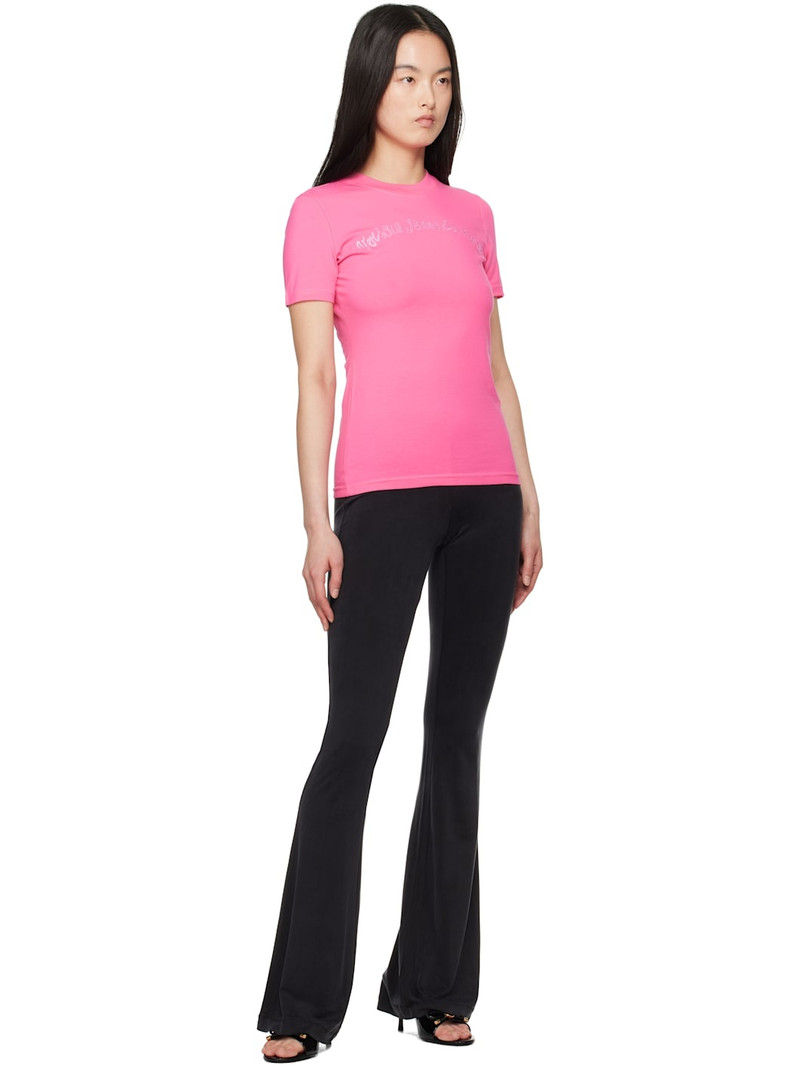 VERSACE JEANS COUTURE Pink Screen-Printed T-shirt outlook