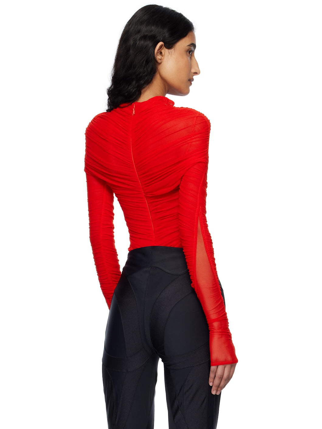 Red Ruched Bodysuit - 3