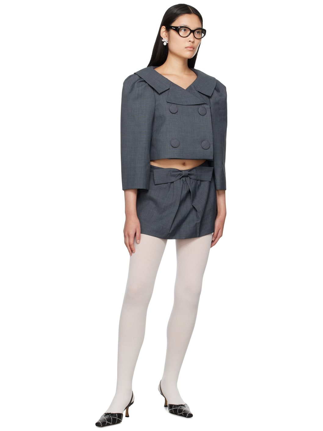 Gray Bow Miniskirt - 4