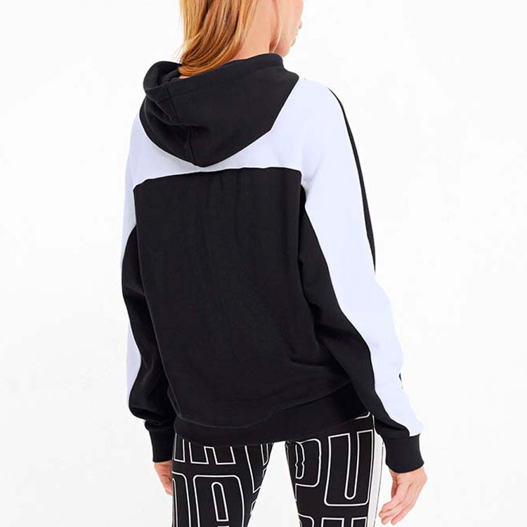(WMNS) PUMA Small Logo Hoodie 'Black White' 597447-01 - 4