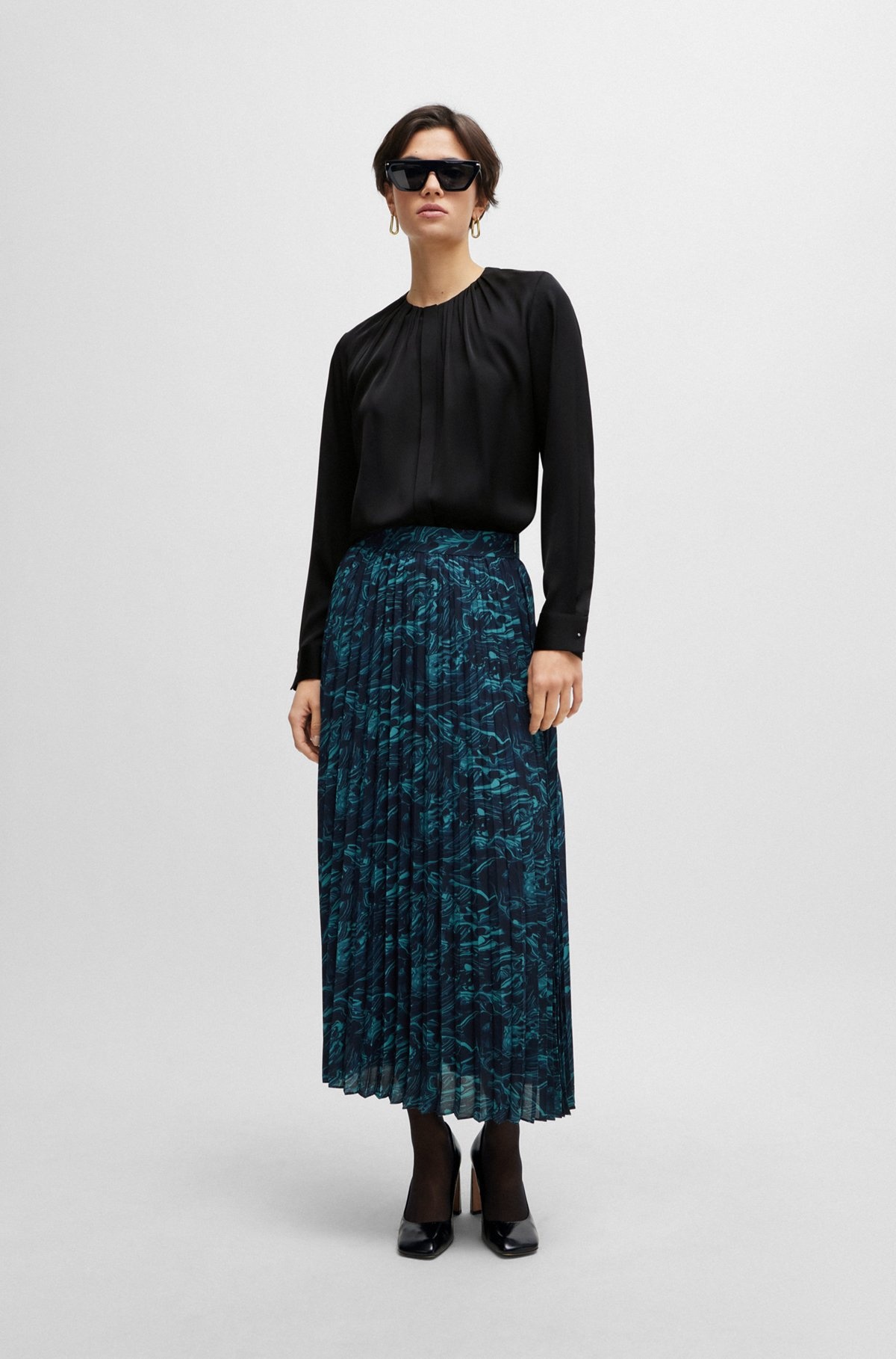 A-LINE PLISSÉ SKIRT IN REGULAR FIT WITH SEASONAL PRINT - 3