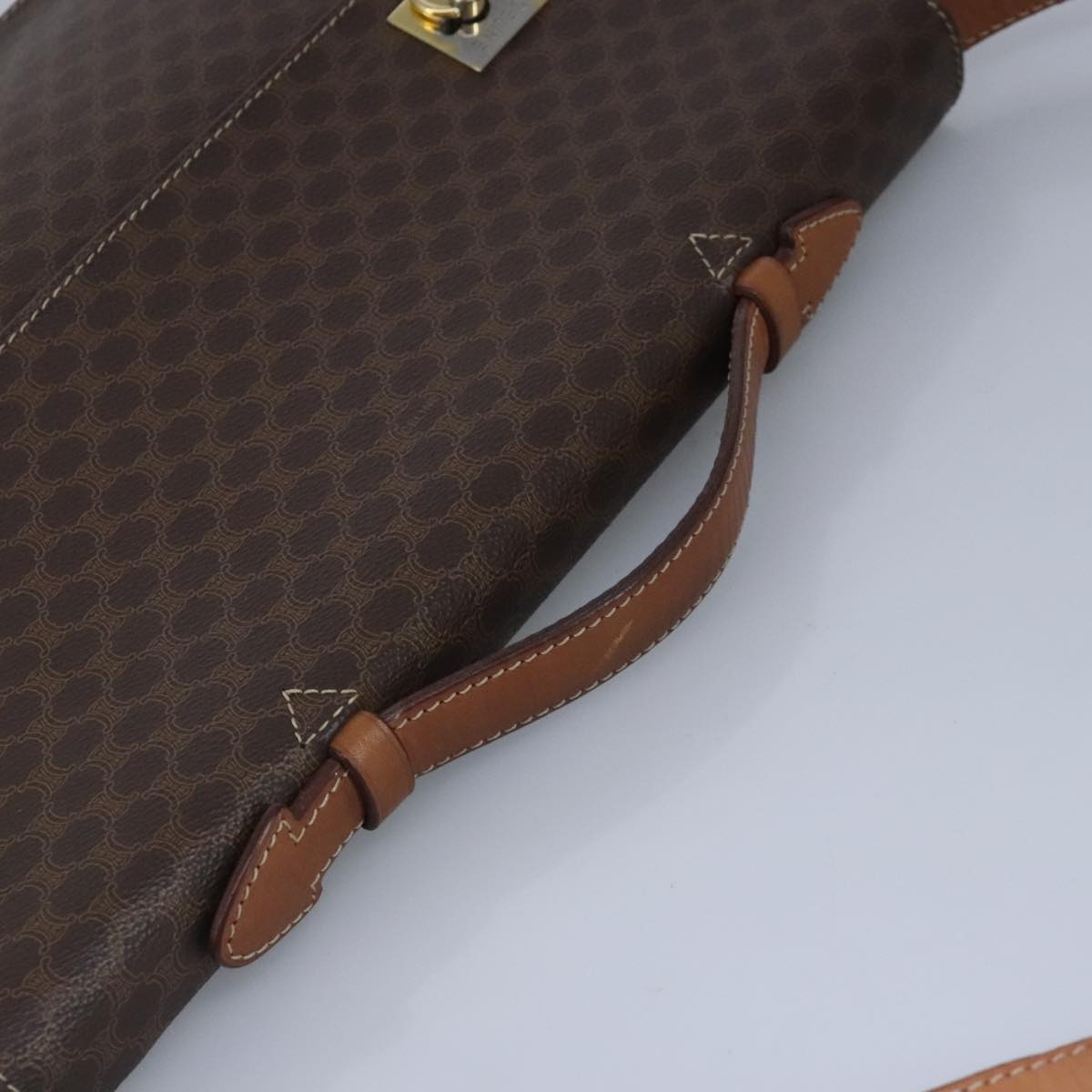 CELINE Macadam Canvas Business Bag Pvc Leather Brown Gold - 6