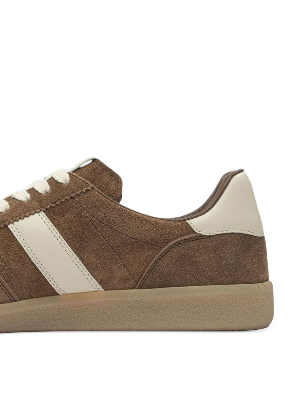 suede leather striped low-top sneakers - 4