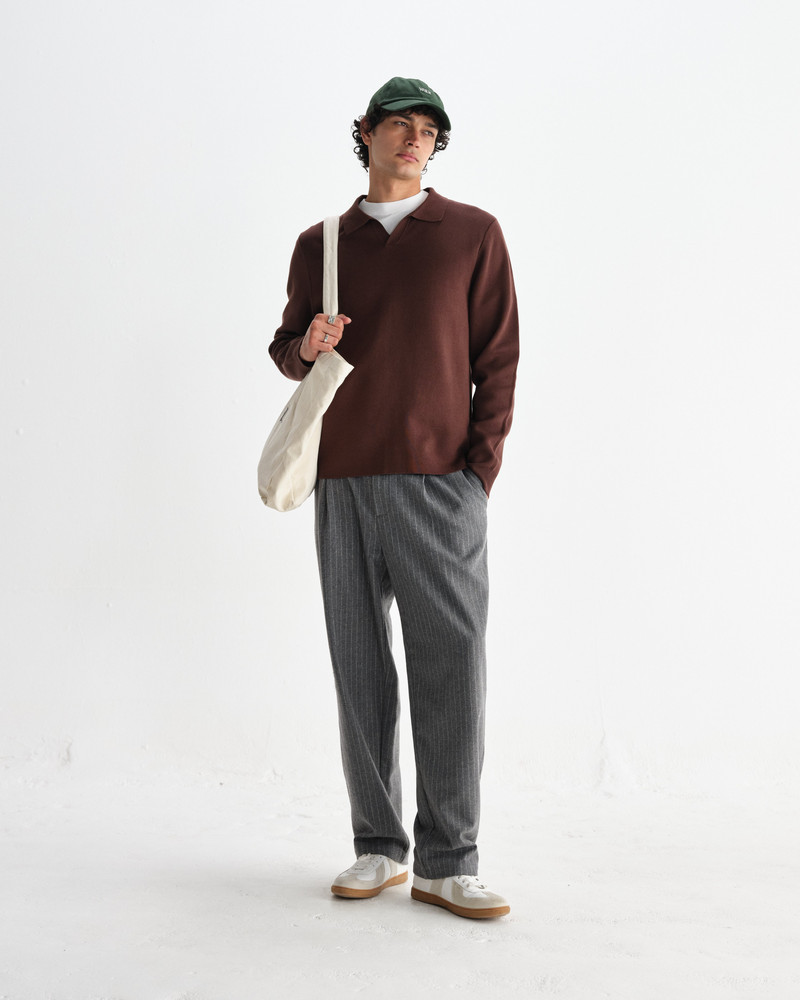 Carter - Brown Open Collar Milano Knit Polo 4