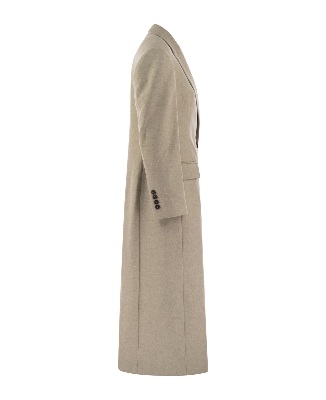 Lightweight Wool Cloth Coat With Jewellery - 3