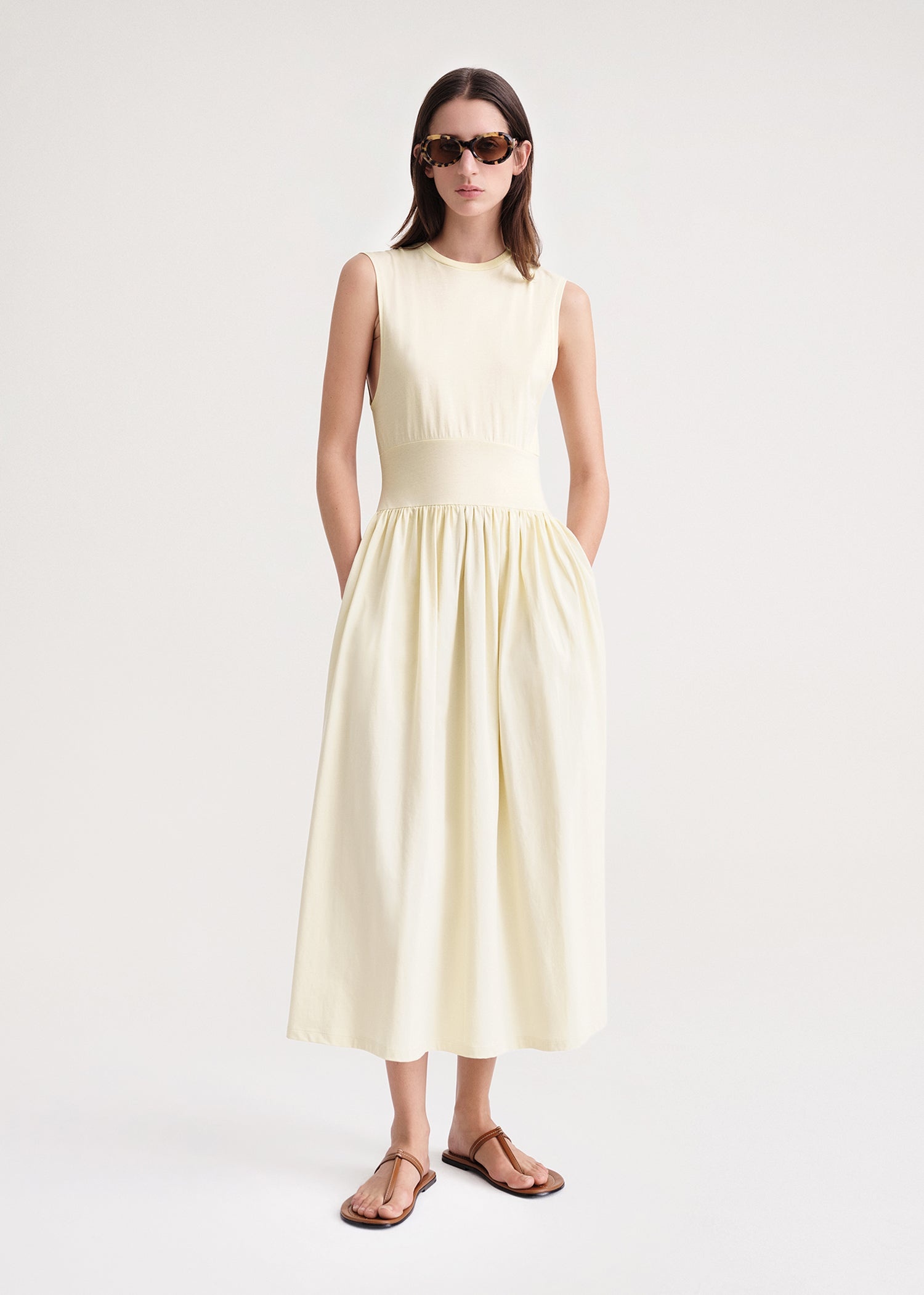 Sleeveless cotton tee dress vanilla - 2