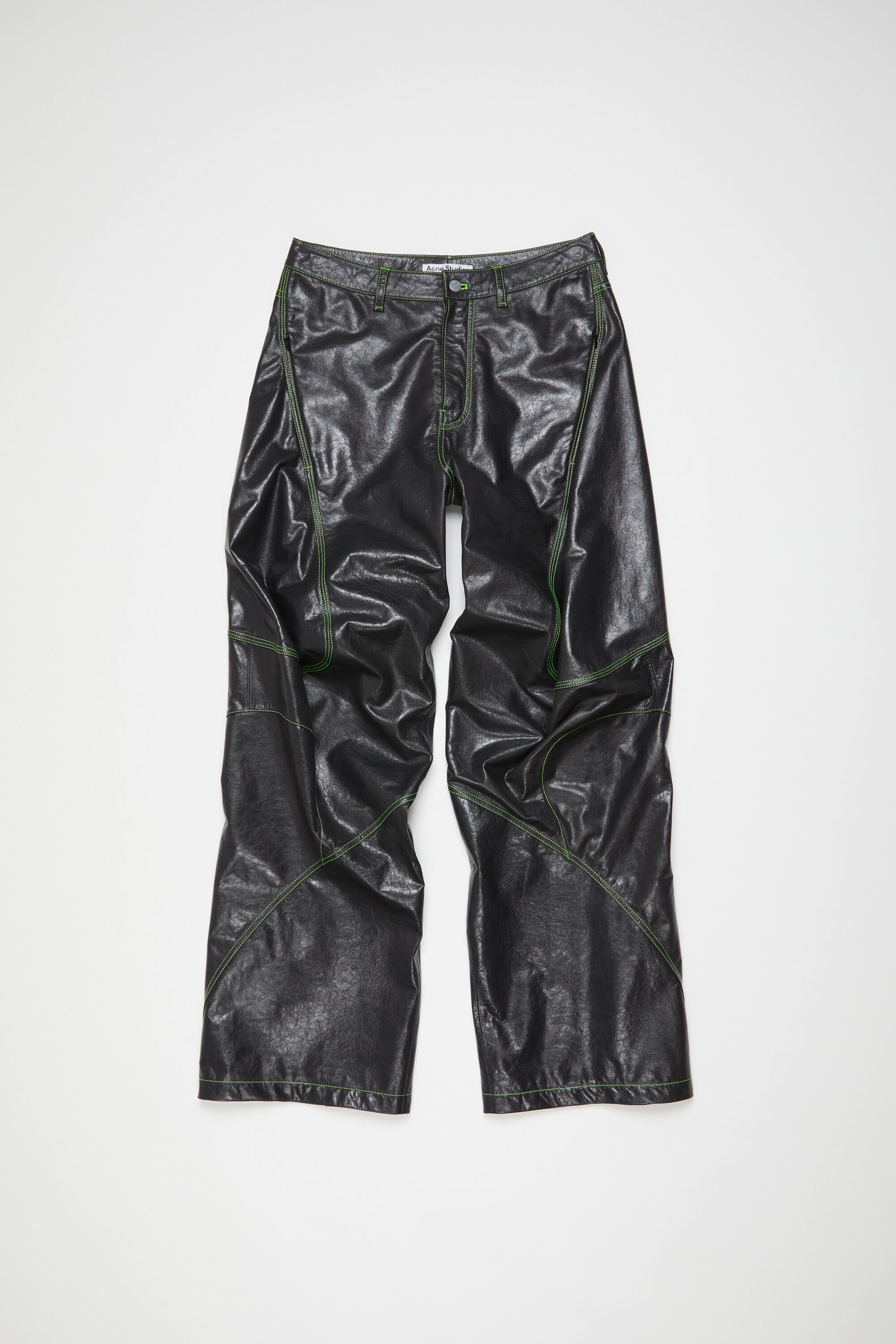 Leather embroidered trousers - Anthracite grey - 1