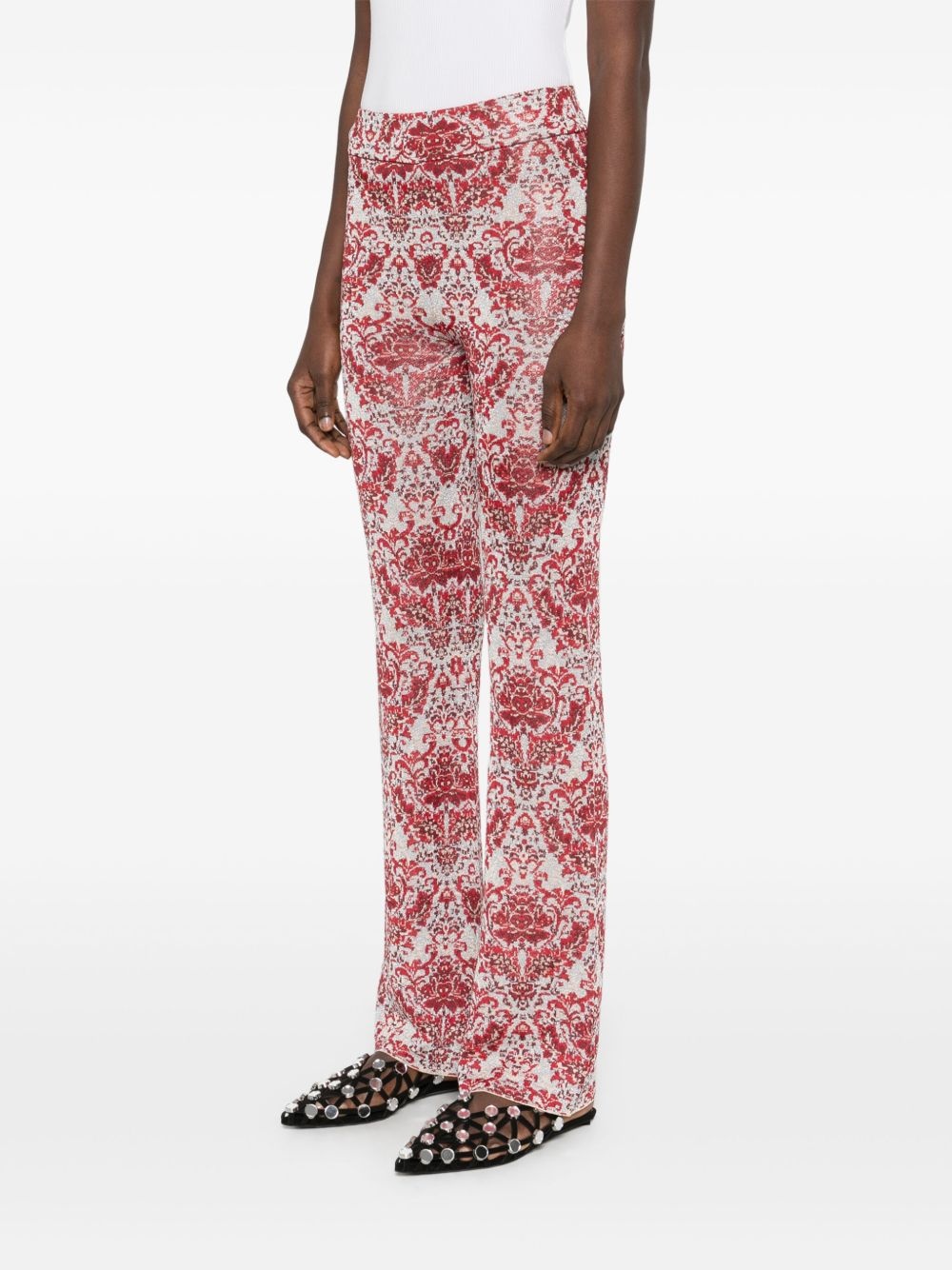 paisley jacquard slim trousers - 3