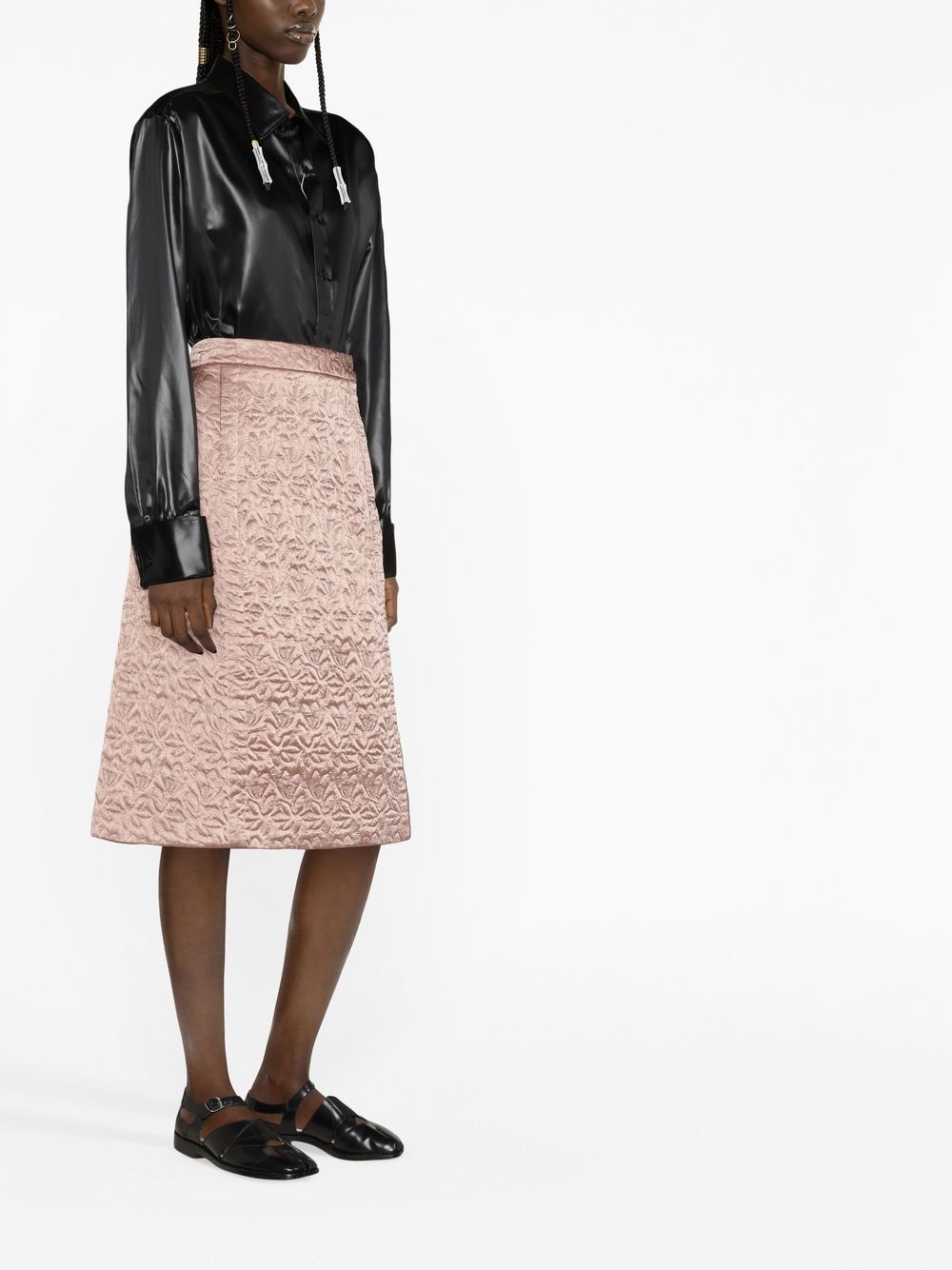 quilted satin skirt - 4