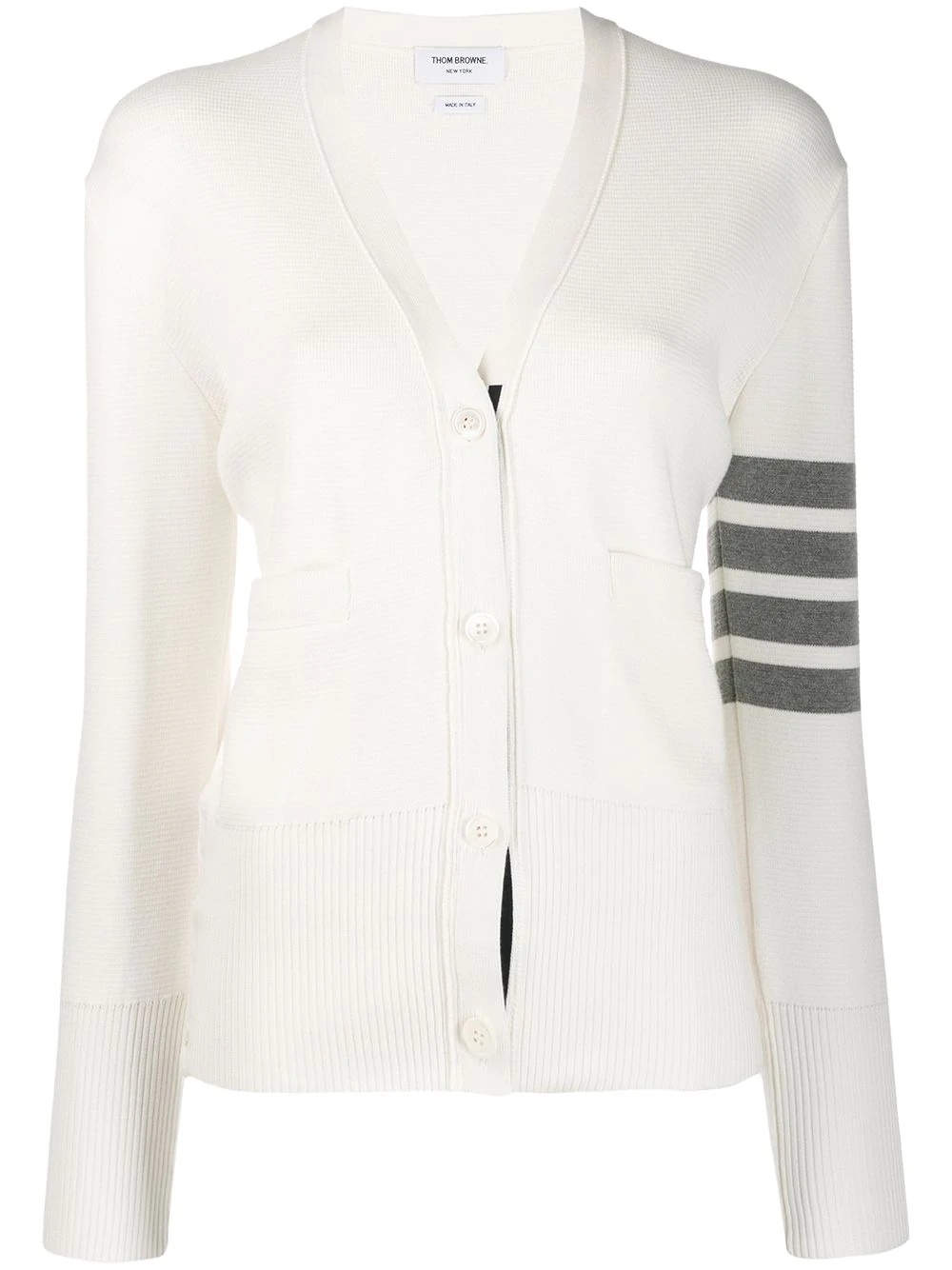 4-Bar crepe V-neck cardigan - 1