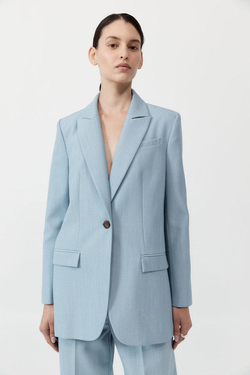 ST. AGNI Single Button Tailored Blazer - Stone Blue outlook