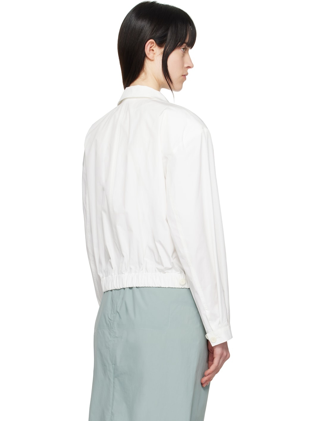 White Cropped Zip-Up Jacket - 3