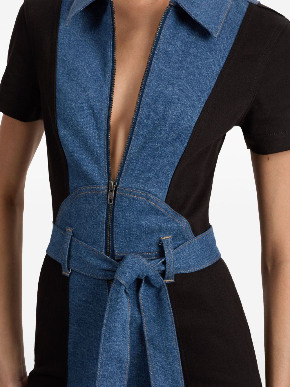 zip-front panelled jumpsuit - 5