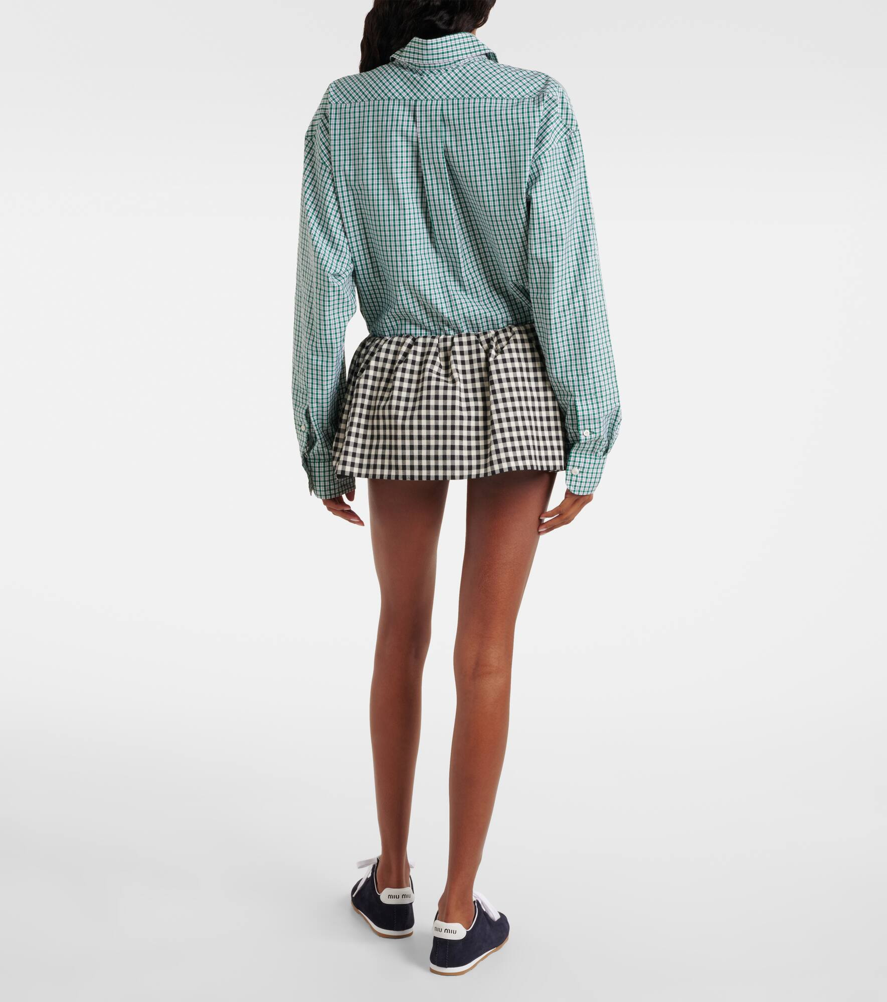 Bubble gingham cotton miniskirt - 3