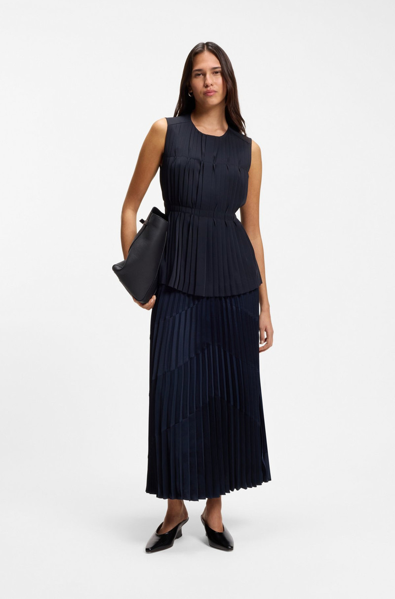 BOSS SLEEVELESS CREPE BLOUSE WITH PLEATS outlook