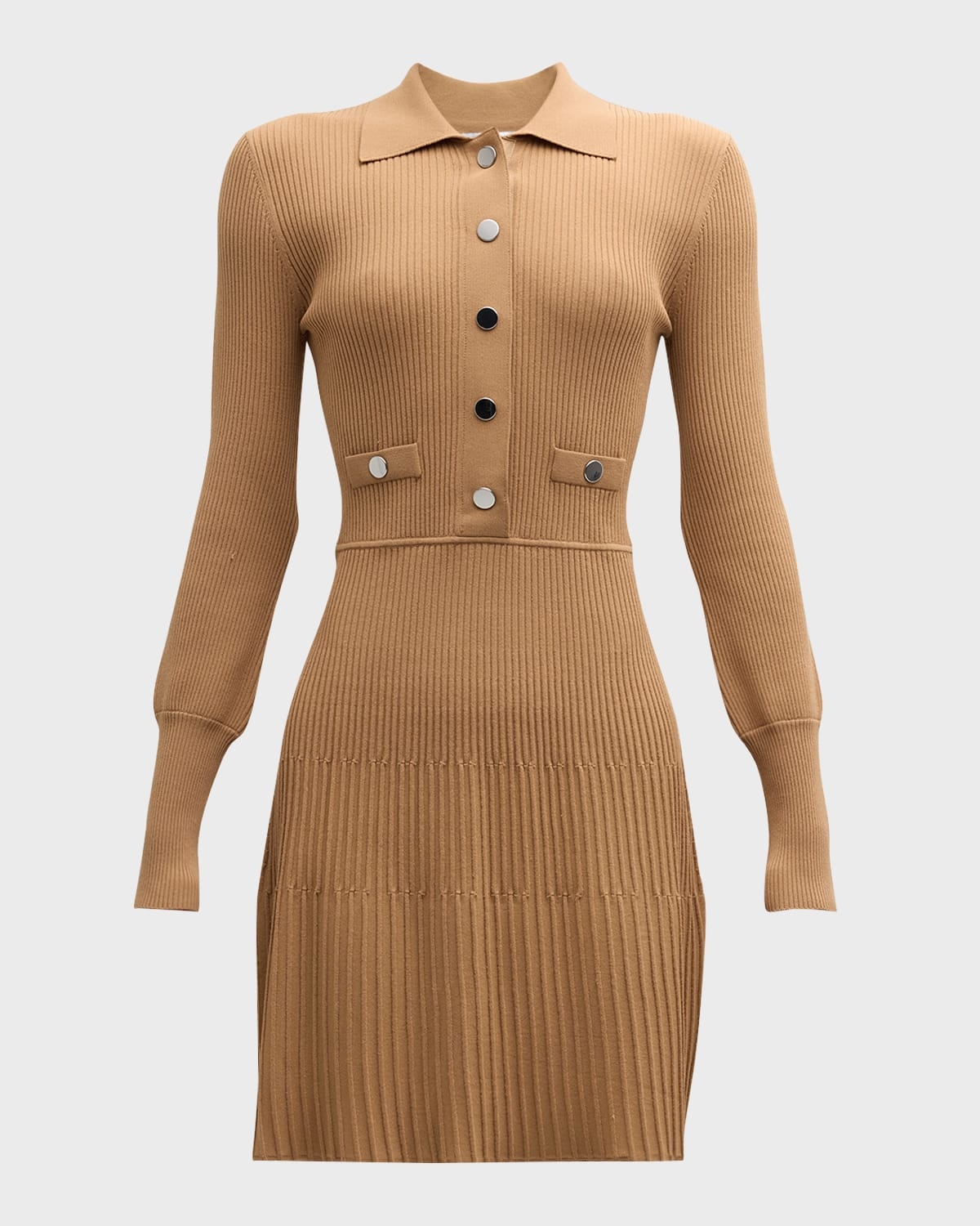 Lauper Long-Sleeve Ribbed Mini Dress - 1