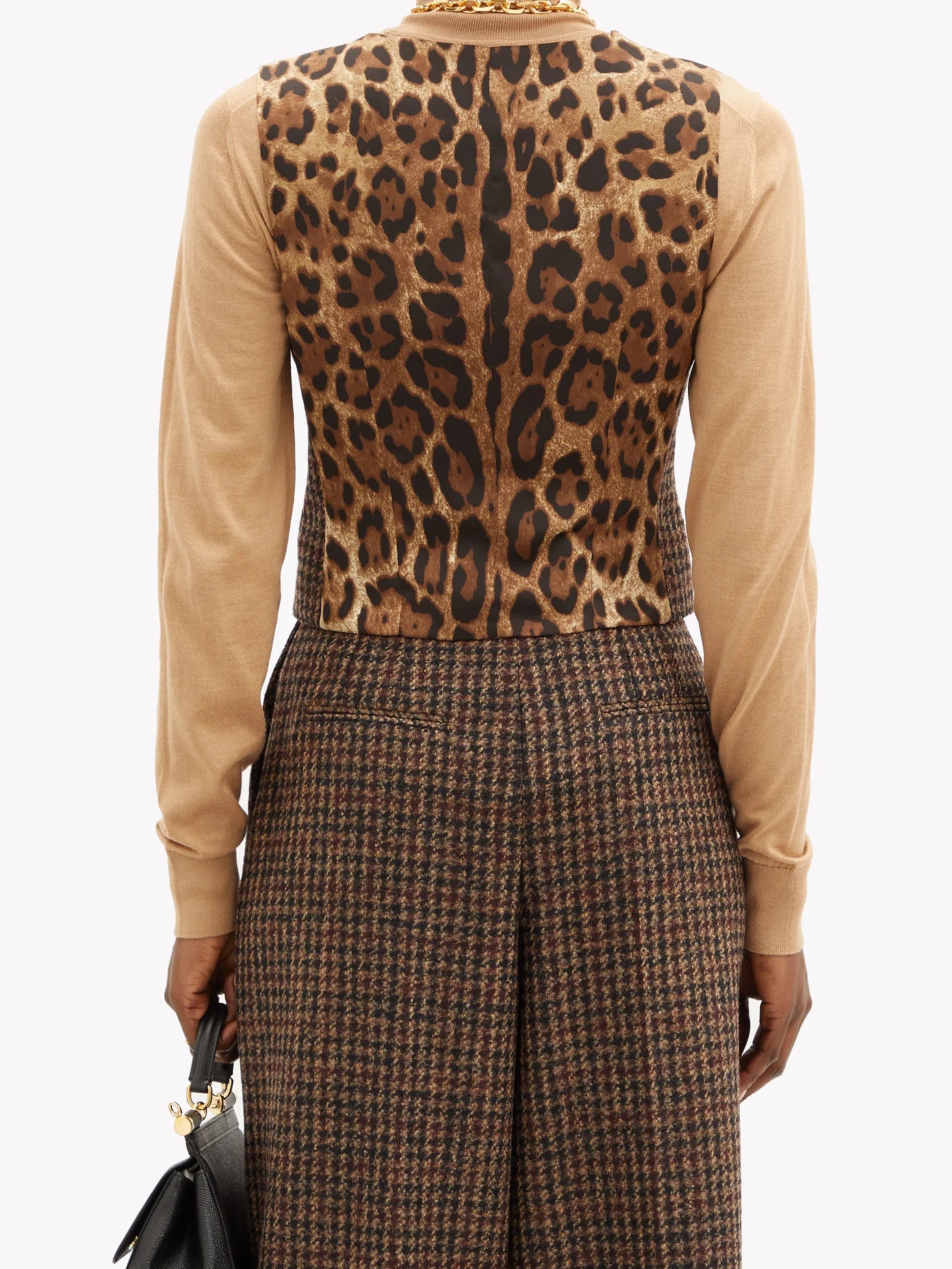 Houndstooth-check and leopard-print waistcoat - 5