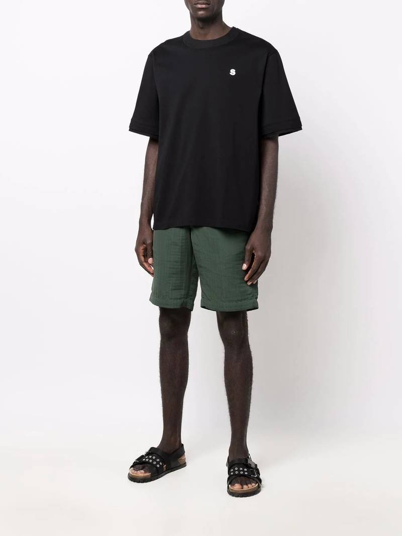 sacai buckle-detail four-pocket Bermuda shorts outlook