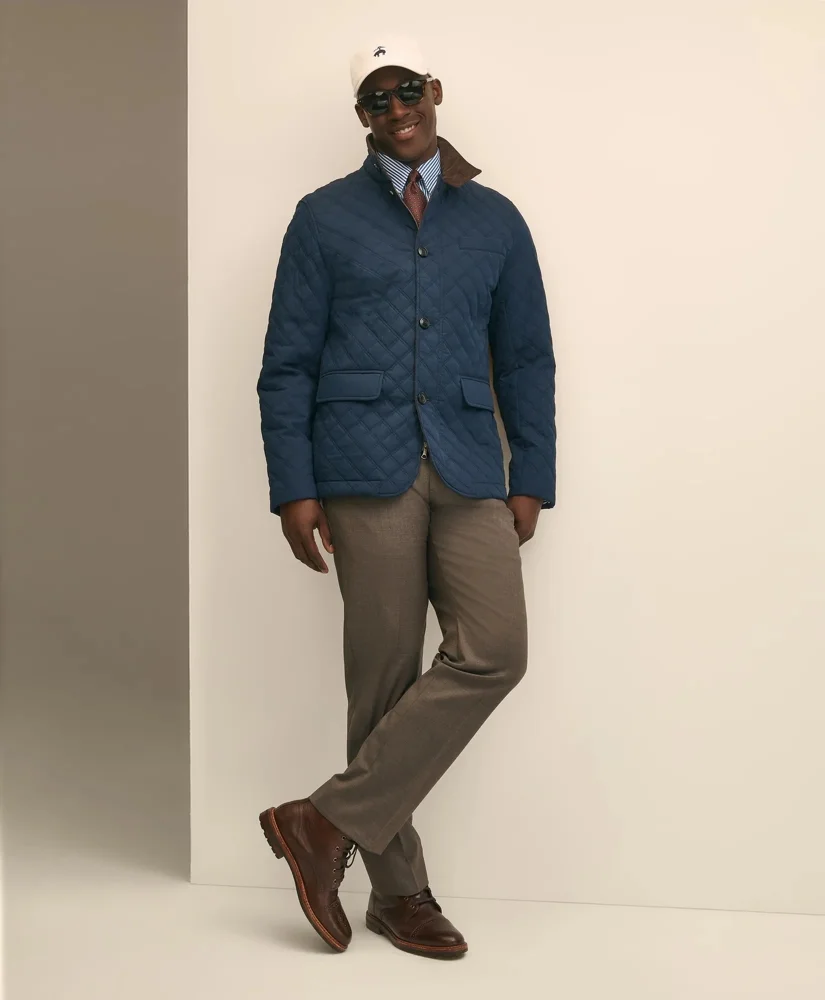 Diamond-Quilted Blazer in Cotton Blend - 1