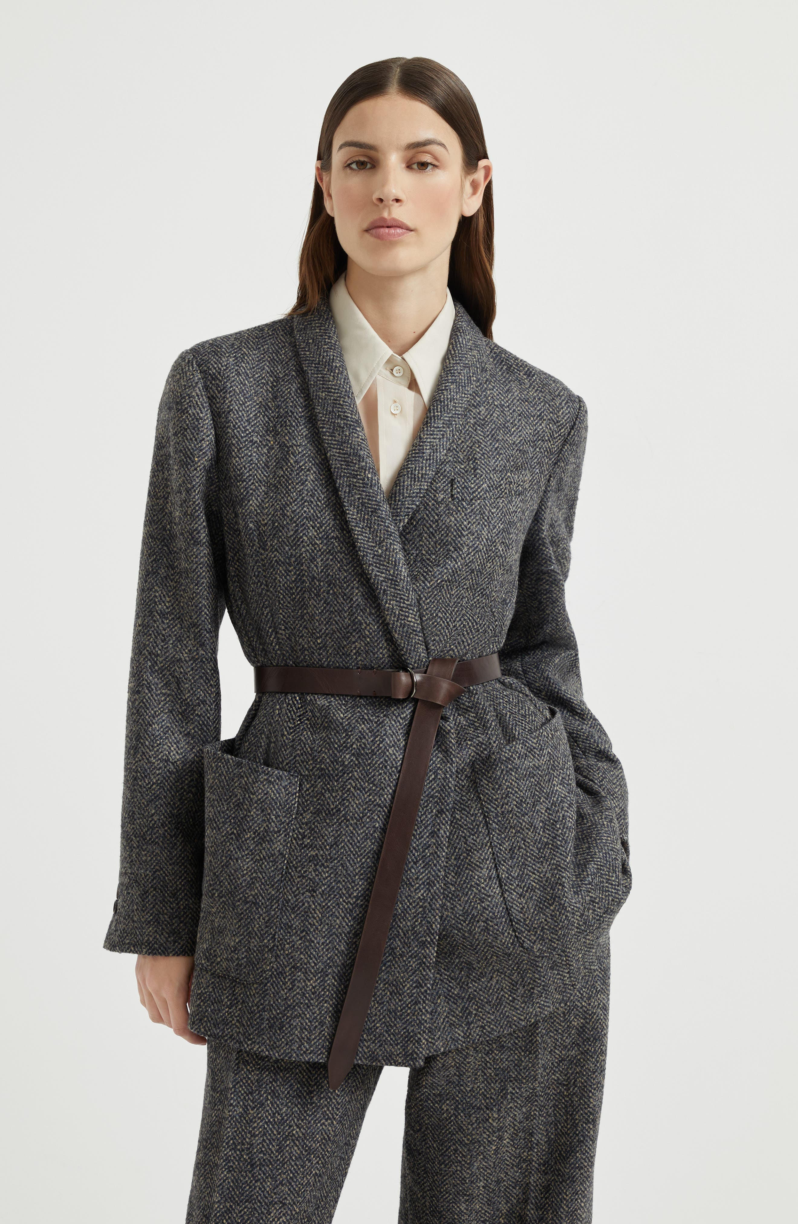 Brunello Cucinelli Herringbone tweed blazer in Blue at Nordstrom - 2