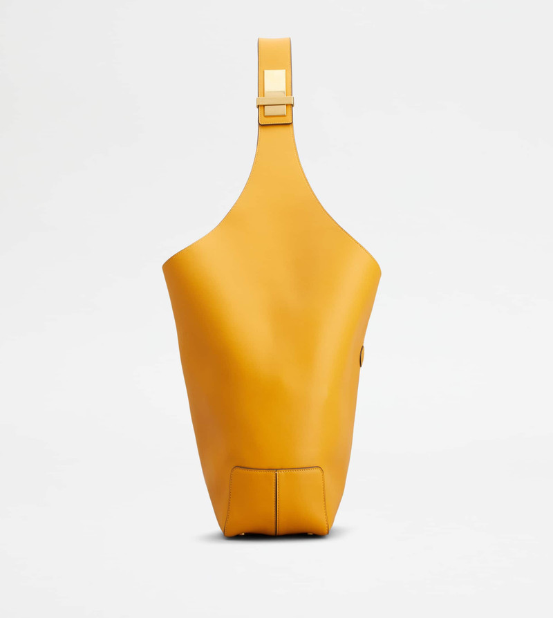 TOD'S DI BAG FOLIO SHOULDER BAG IN LEATHER LARGE - YELLOW 2