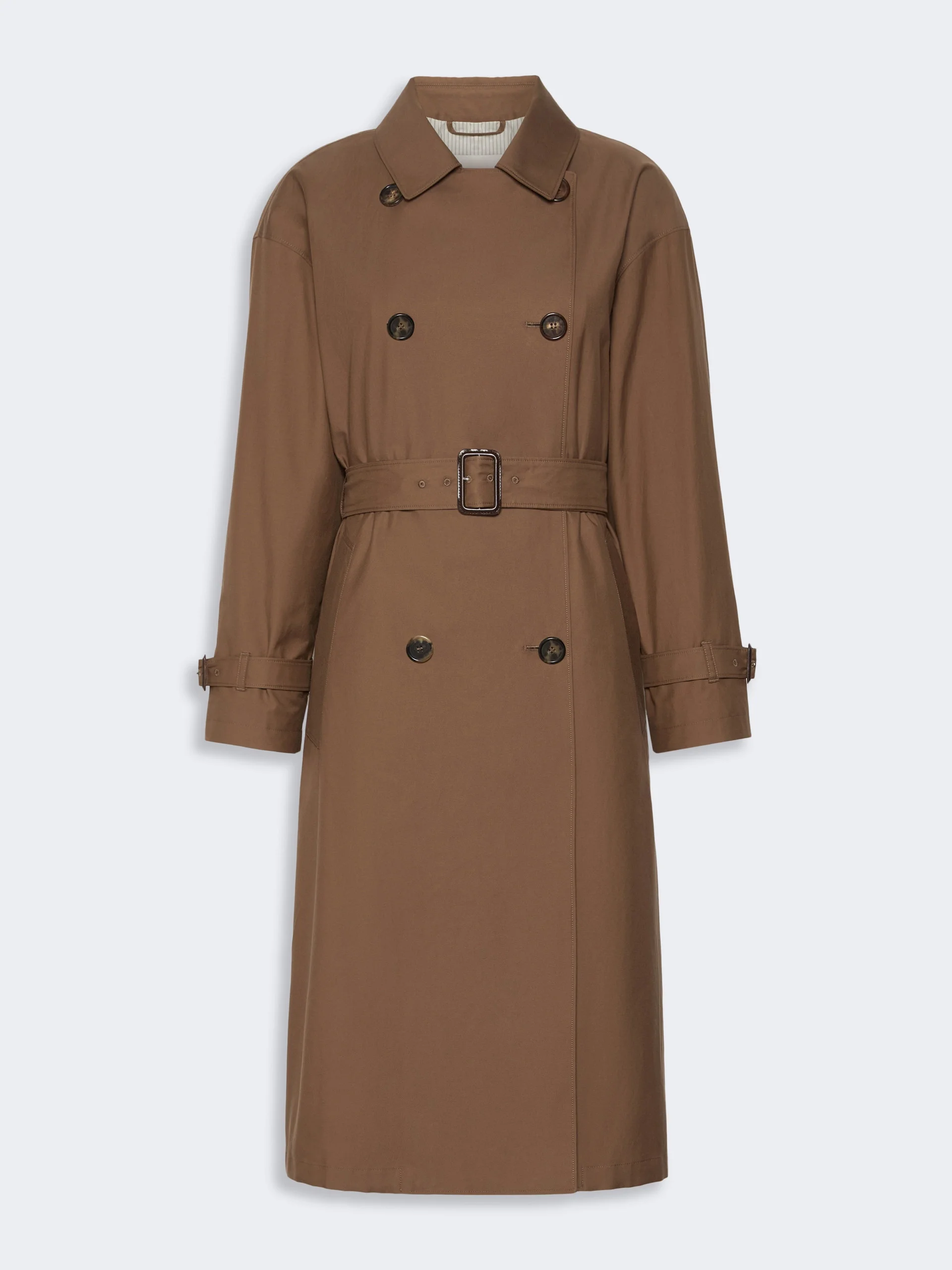 ANTONIA Water-repellent cotton twill midi trench coat - BROWN - 1